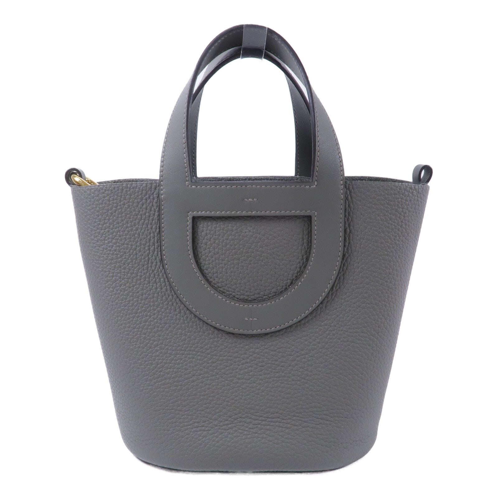 HERMES Clemence皮革In The Loop 18手挽袋Gris Meyer