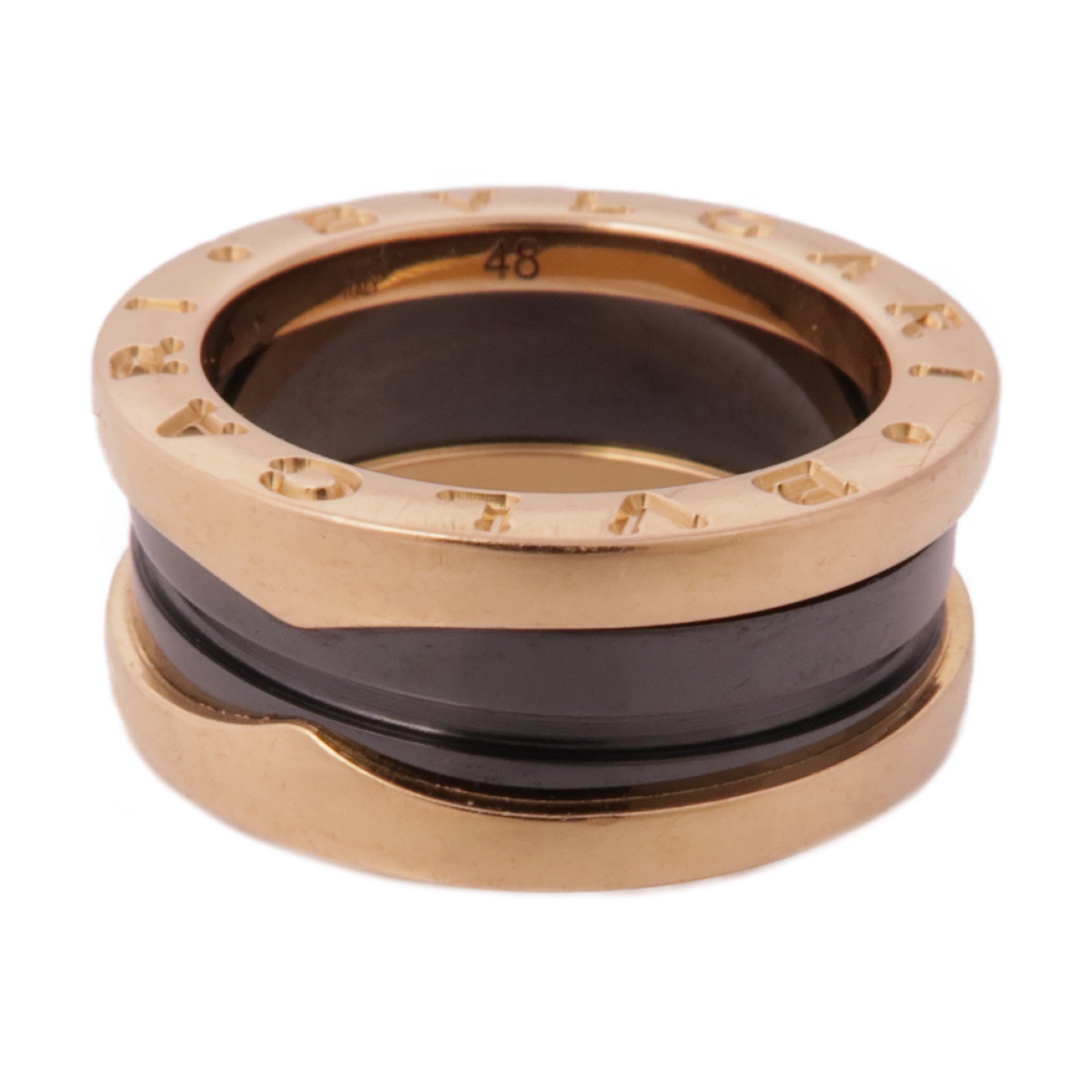 BVLGARI【激減優惠】 18K玫瑰金/陶瓷B-zero1 Ring戒指US#4.25