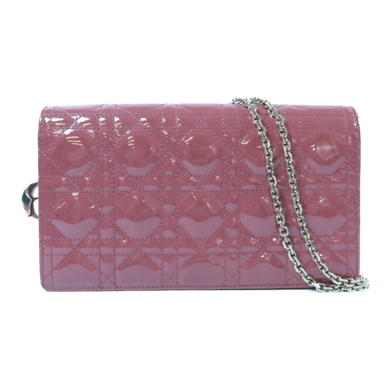 Dior 【激減優惠】漆皮皮革Lady Dior Pouch Chain Shoulder Bag金扣鏈帶肩背袋粉紅色