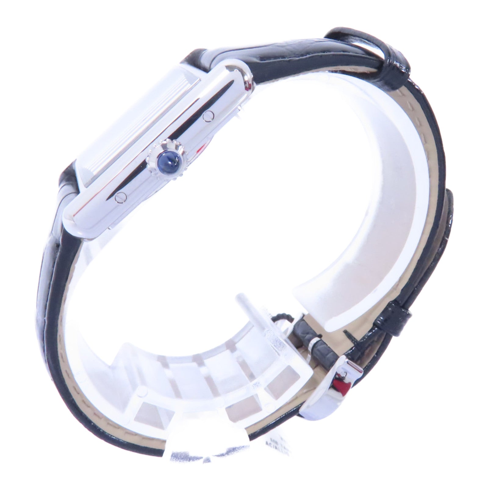 CARTIER Tank Must De Cartier不鏽鋼/鱷魚皮革帶手錶石英機芯黑色