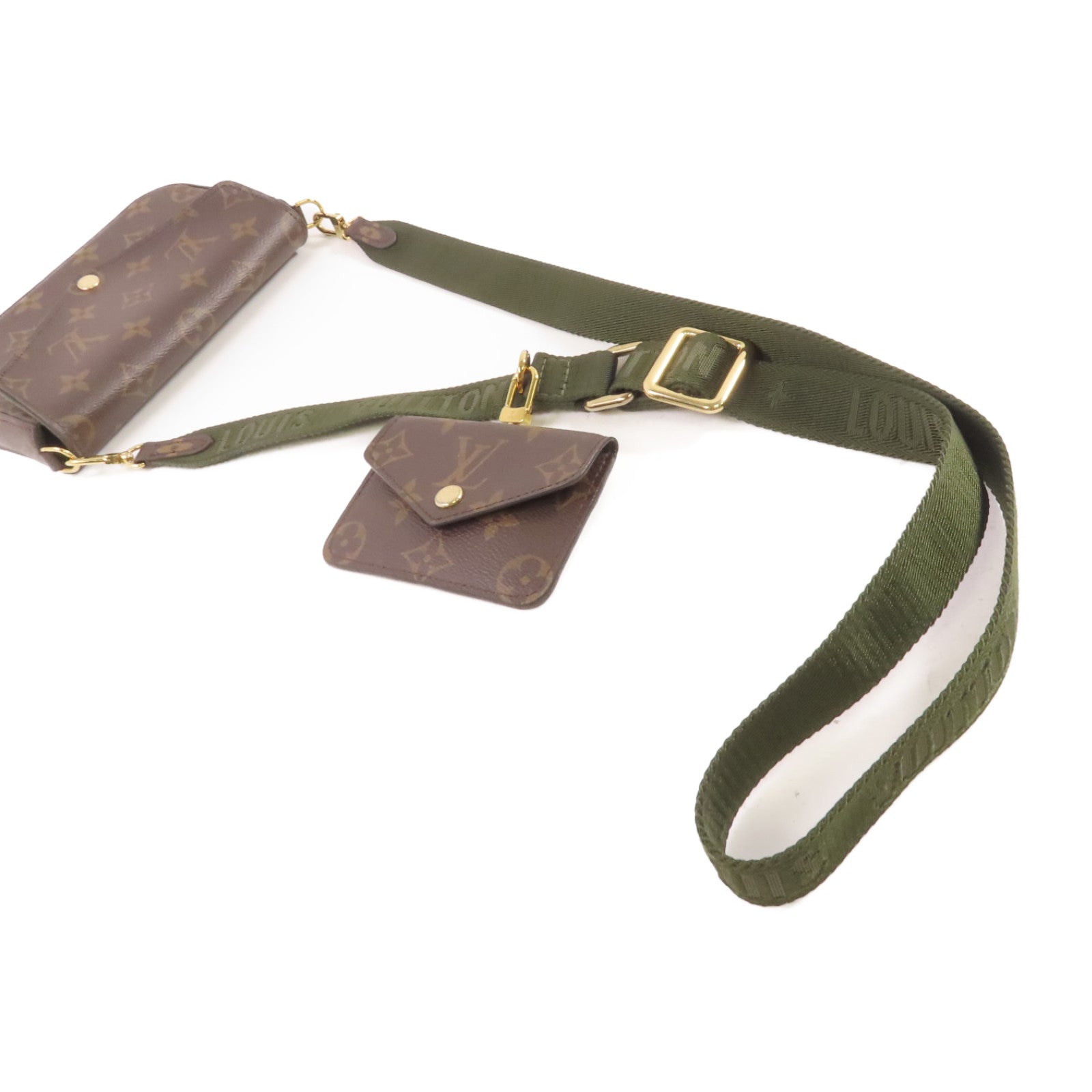 LOUIS VUITTON Monogram Pochette Felicie Pouch Shoulder Bag金扣肩背袋啡色