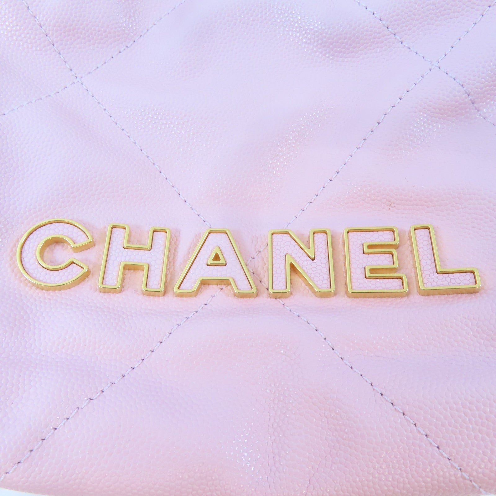 CHANEL 菱格牛皮皮革C22 Mini金扣手挽肩背兩用袋粉紅色