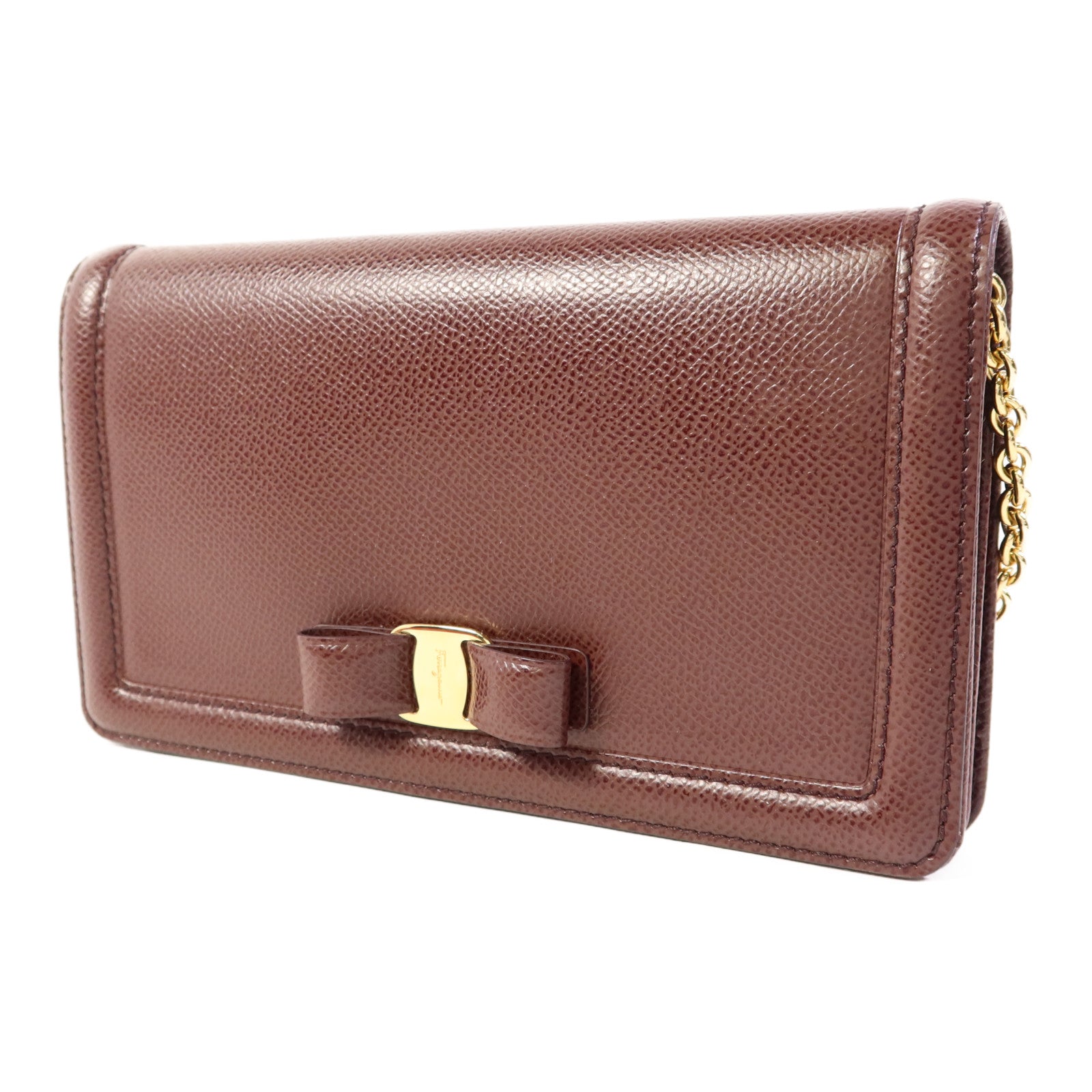 Salvatore Ferragamo 牛皮皮革Vara Wallet On Chain金扣鏈帶肩背袋