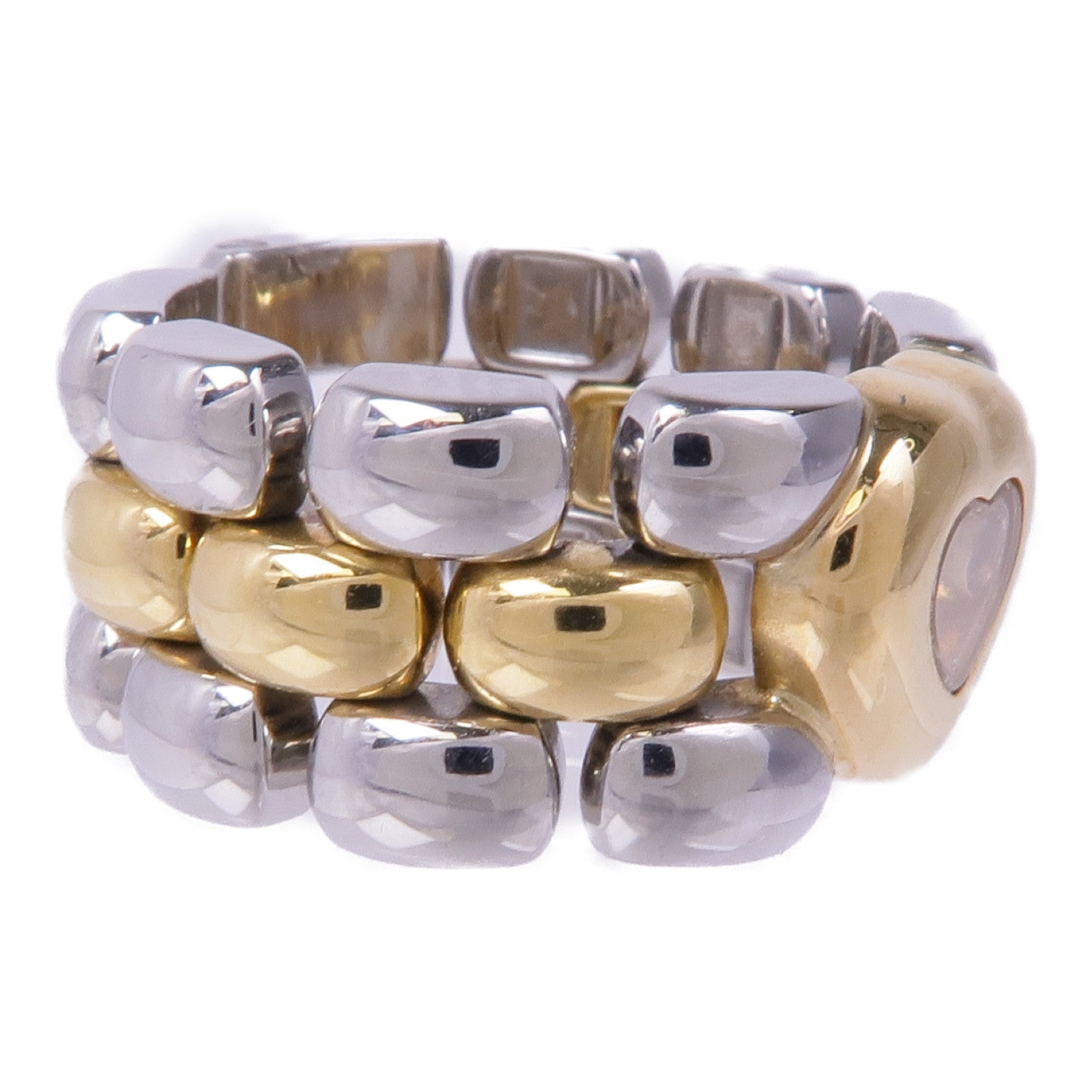 Chopard 18K黃金/不鏽鋼Happy Diamond鑽石戒指US#5.25