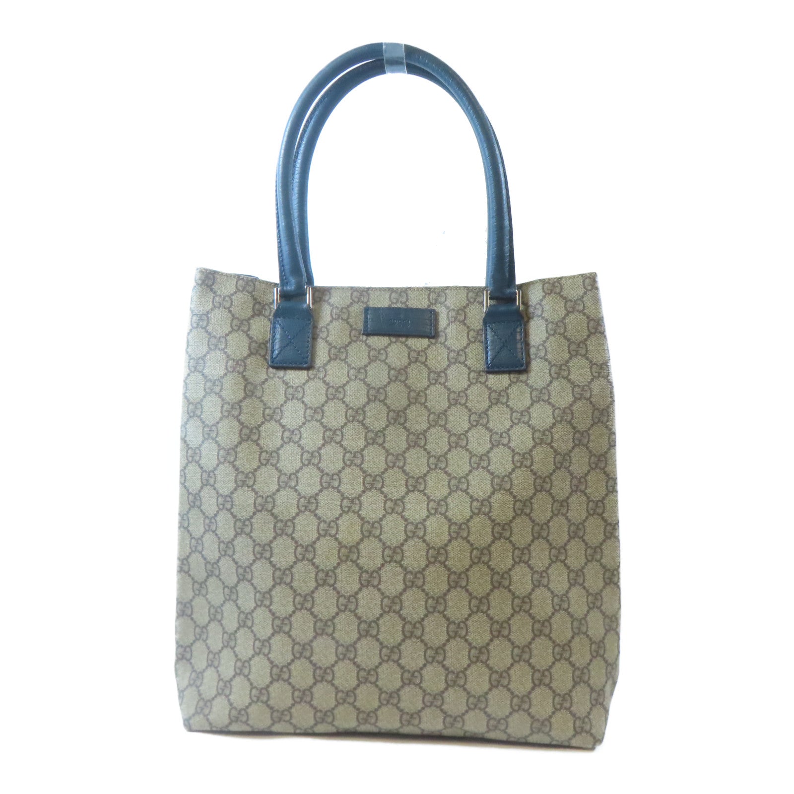 GUCCI 塗層帆布/皮革Tote Bag銀扣手挽袋啡色