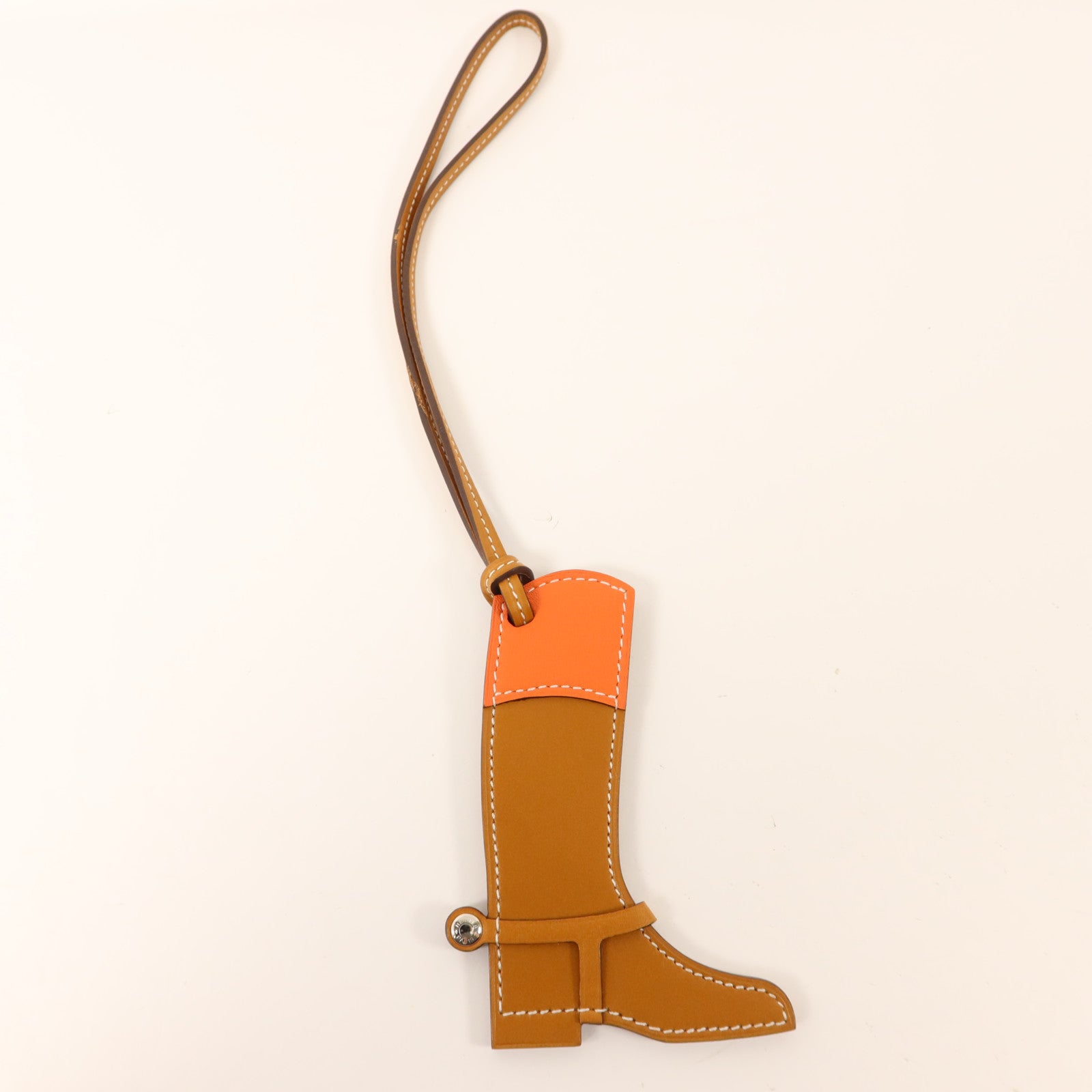 HERMES Swift皮革Paddock Boots Charm掛飾Naturel