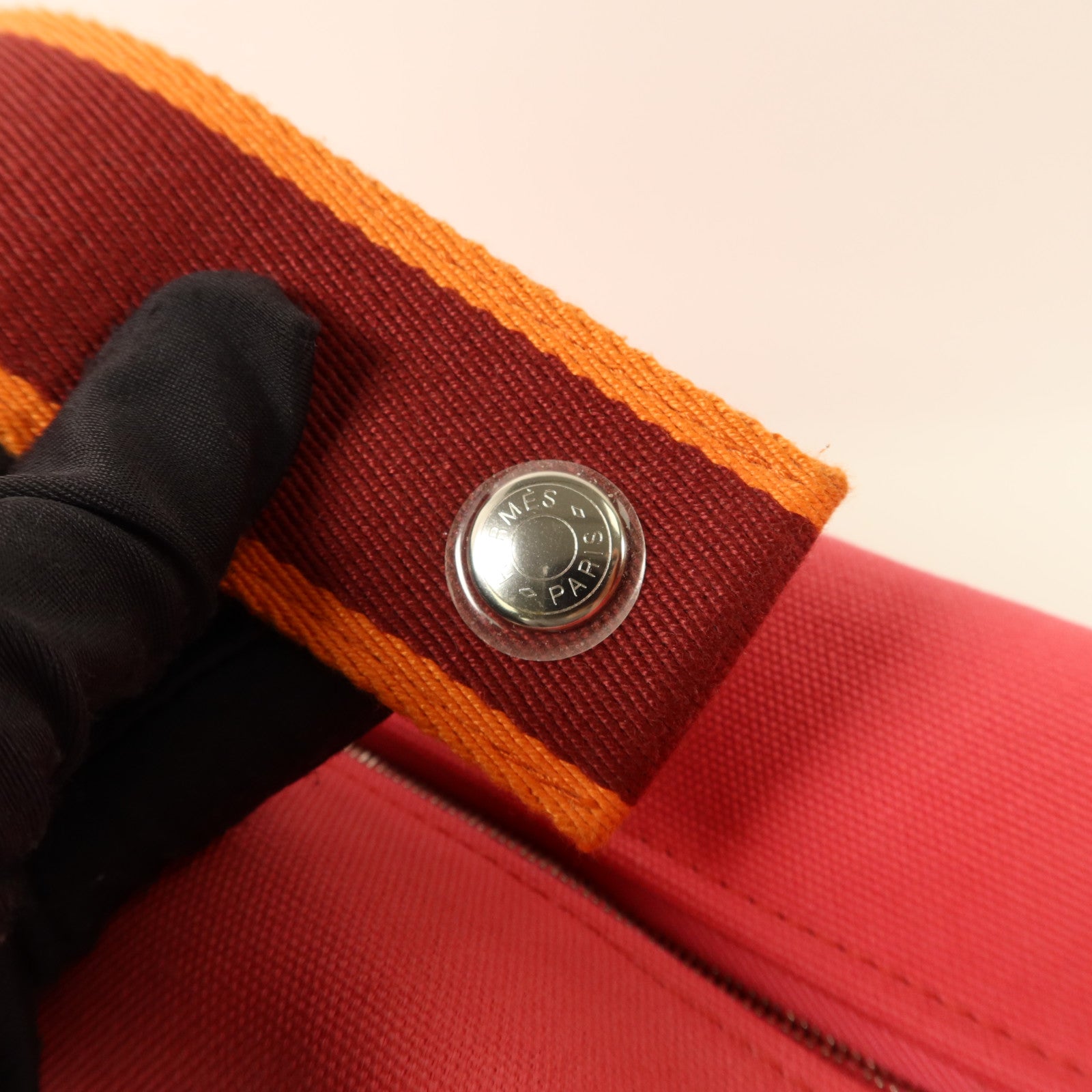 HERMES 帆布Bride-a-Brac Case PM銀扣手挽袋Hibiscus