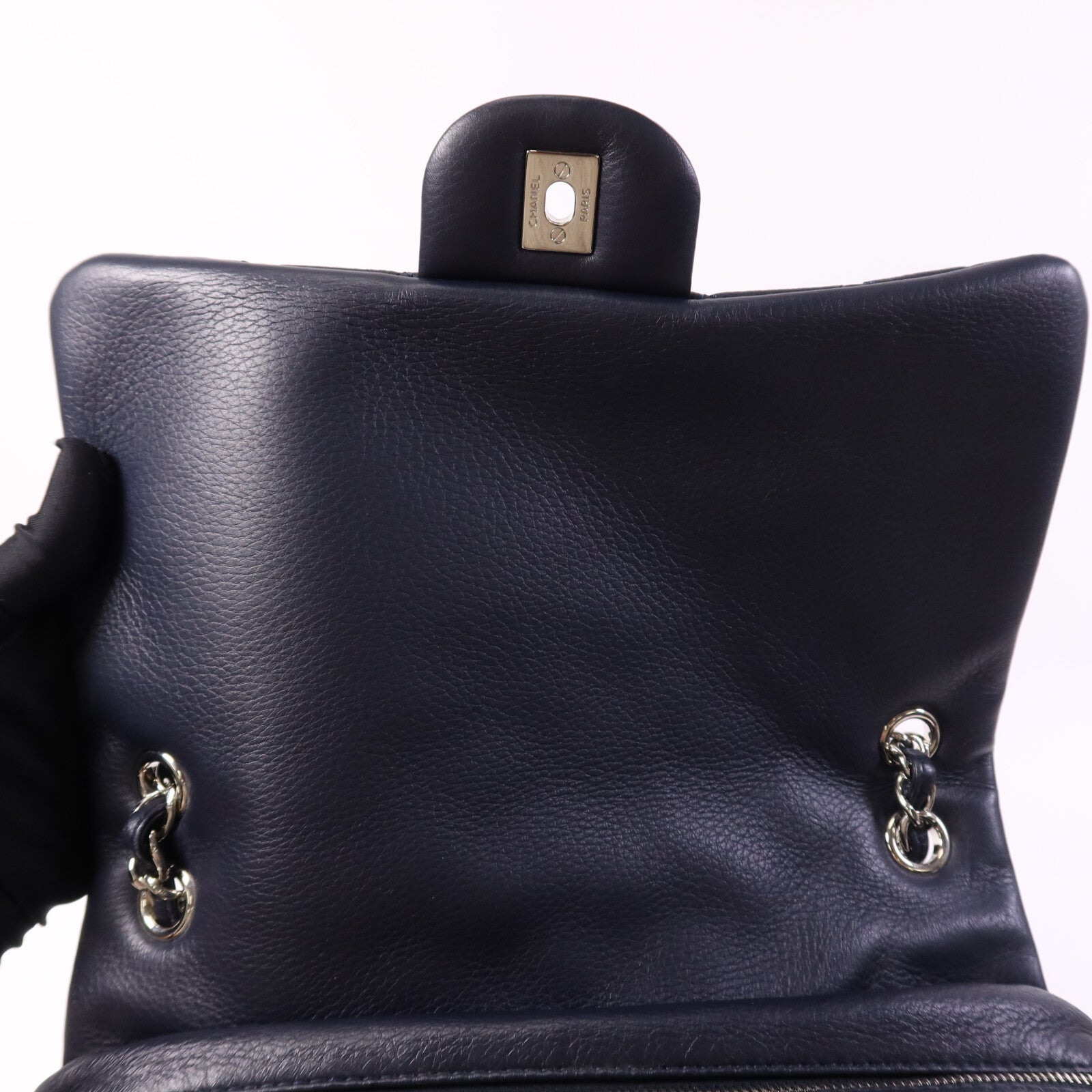 CHANEL 牛皮皮革Shoulder Bag銀扣鏈帶肩背袋