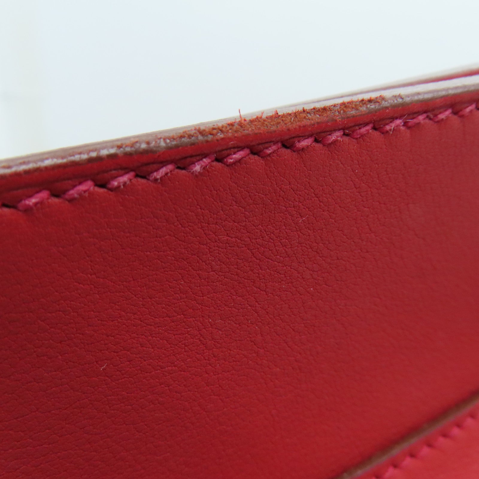 HERMES Swift Leather Tool Box Silver Buckle Handle Shoulder Bag Red