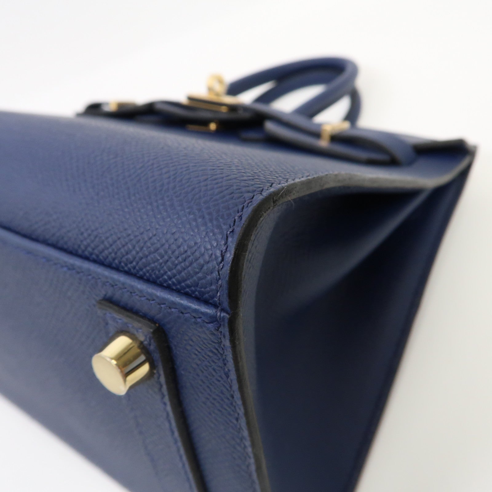 HERMES Epsom皮革Birkin Sellier 25金扣手挽袋Bleu Navy寶藍色