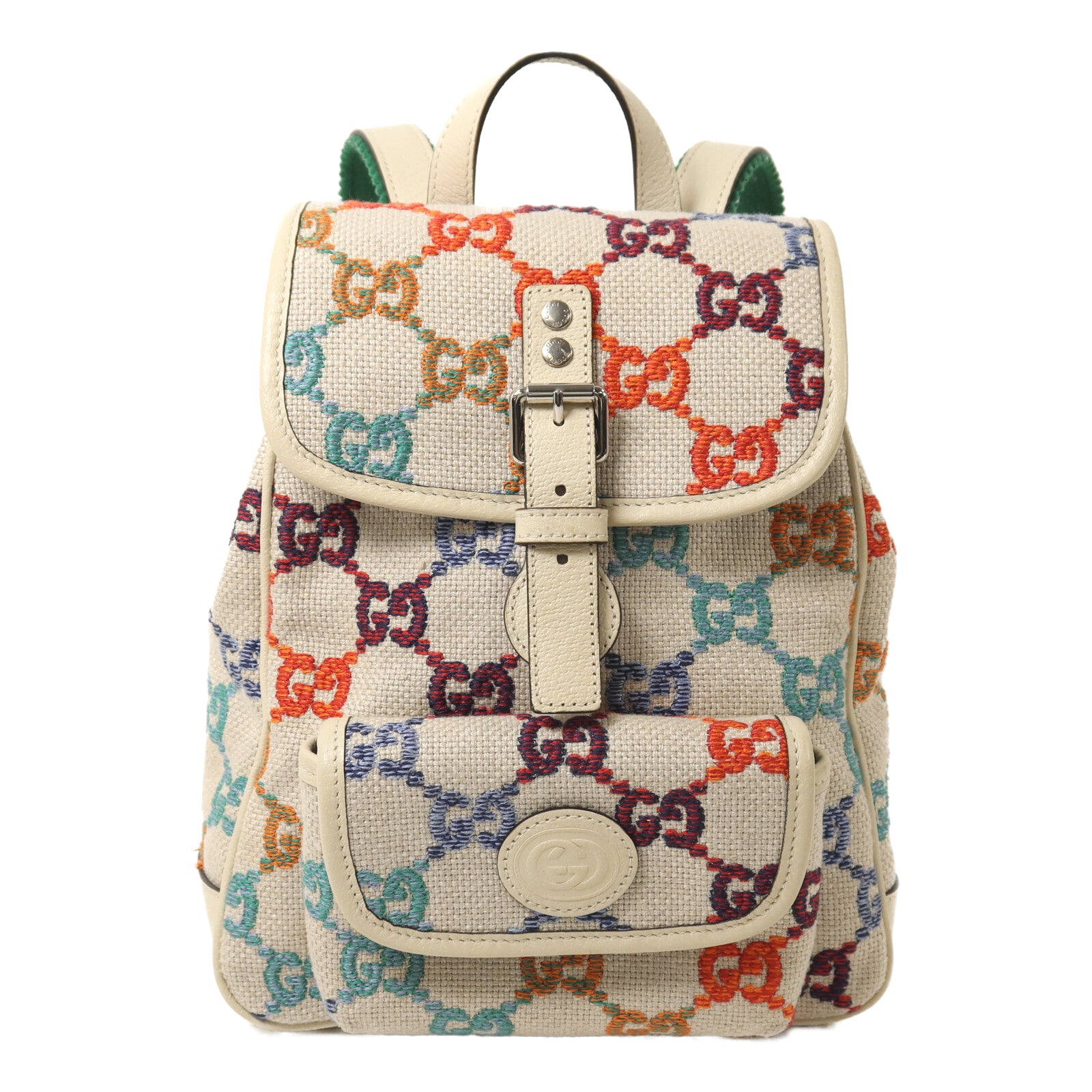 GUCCI 帆布Rucksack銀扣背包
