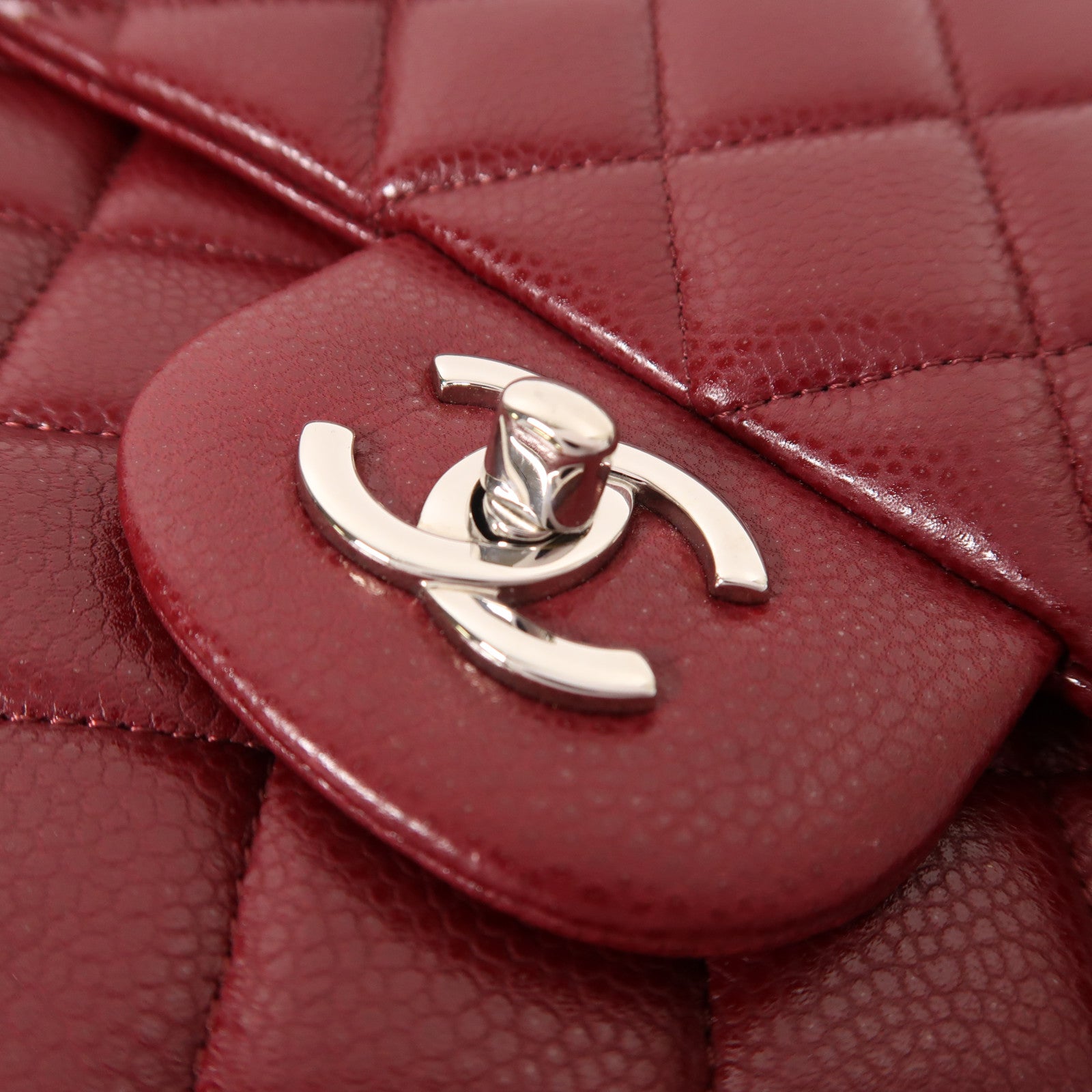 CHANEL 牛皮皮革Large Classic銀扣鏈帶肩背袋