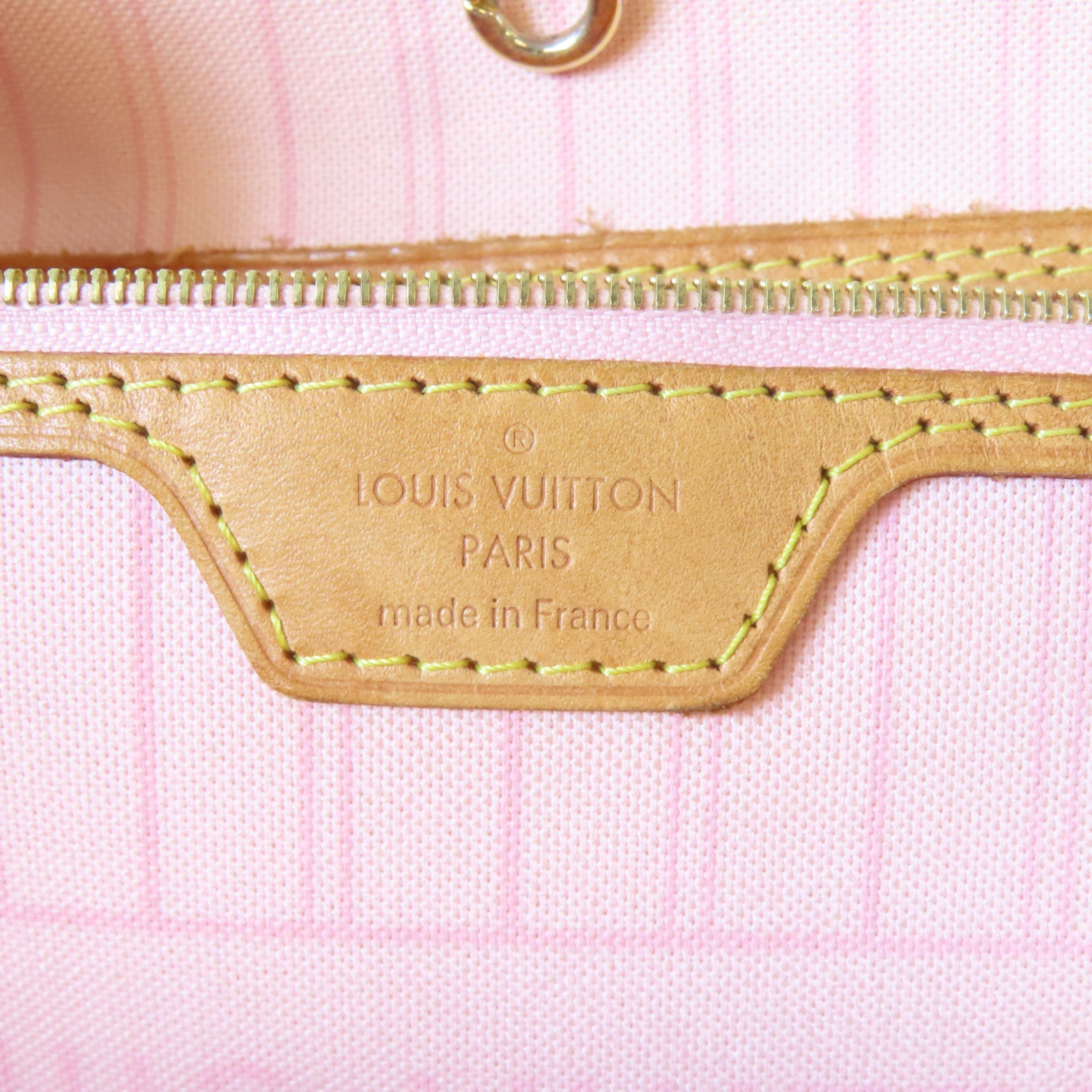 LOUIS VUITTON Damier Azur Neverfull MM金扣手挽袋白色