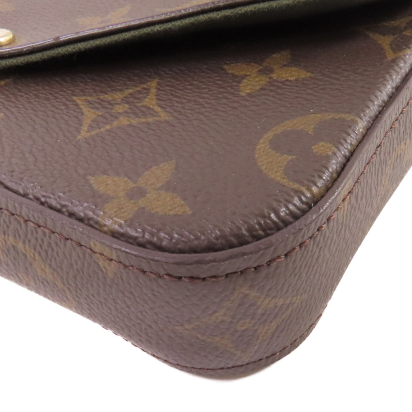 LOUIS VUITTON Monogram Pochette Felicie Pouch Shoulder Bag金扣肩背袋啡色