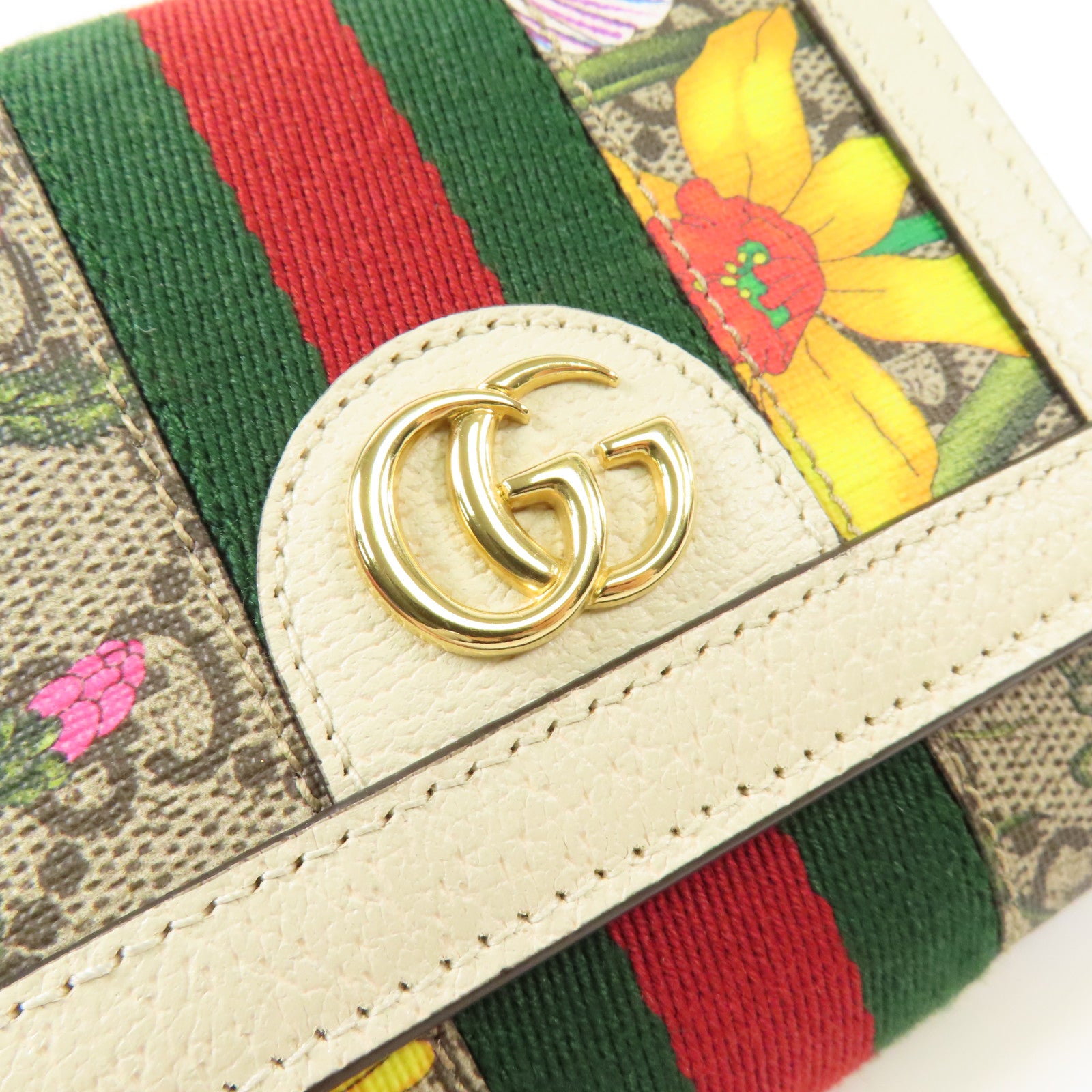 GUCCI GG GHW Wallet Bi-Fold Wallet PVC Coated Canvas 598662 White/Multicolor