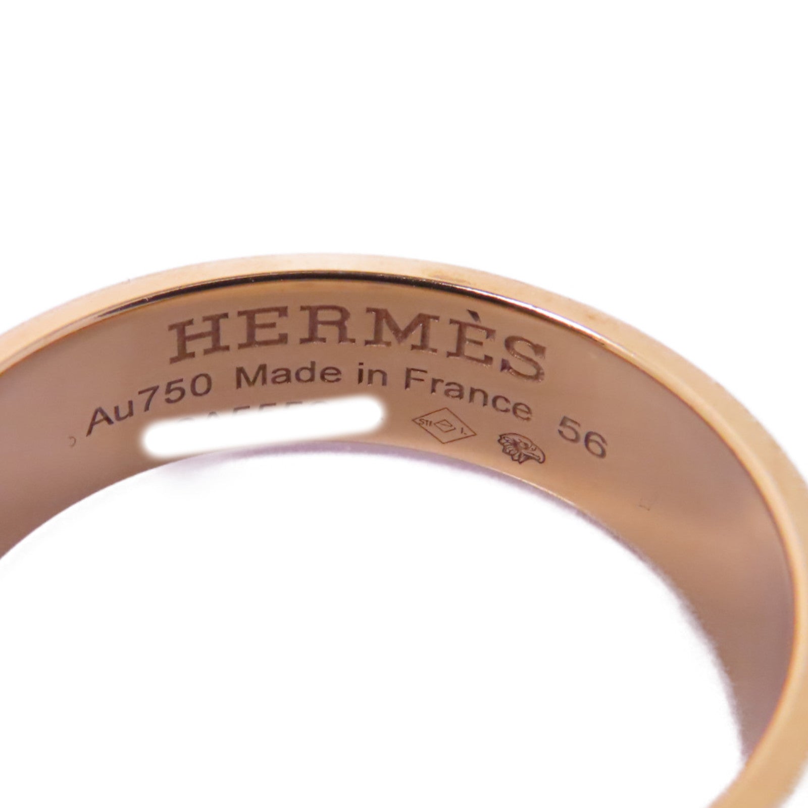 HERMES 18K玫瑰金D'ancre H Diamond Ring 0.07ct鑽石戒指Hermes#56 US#7.5