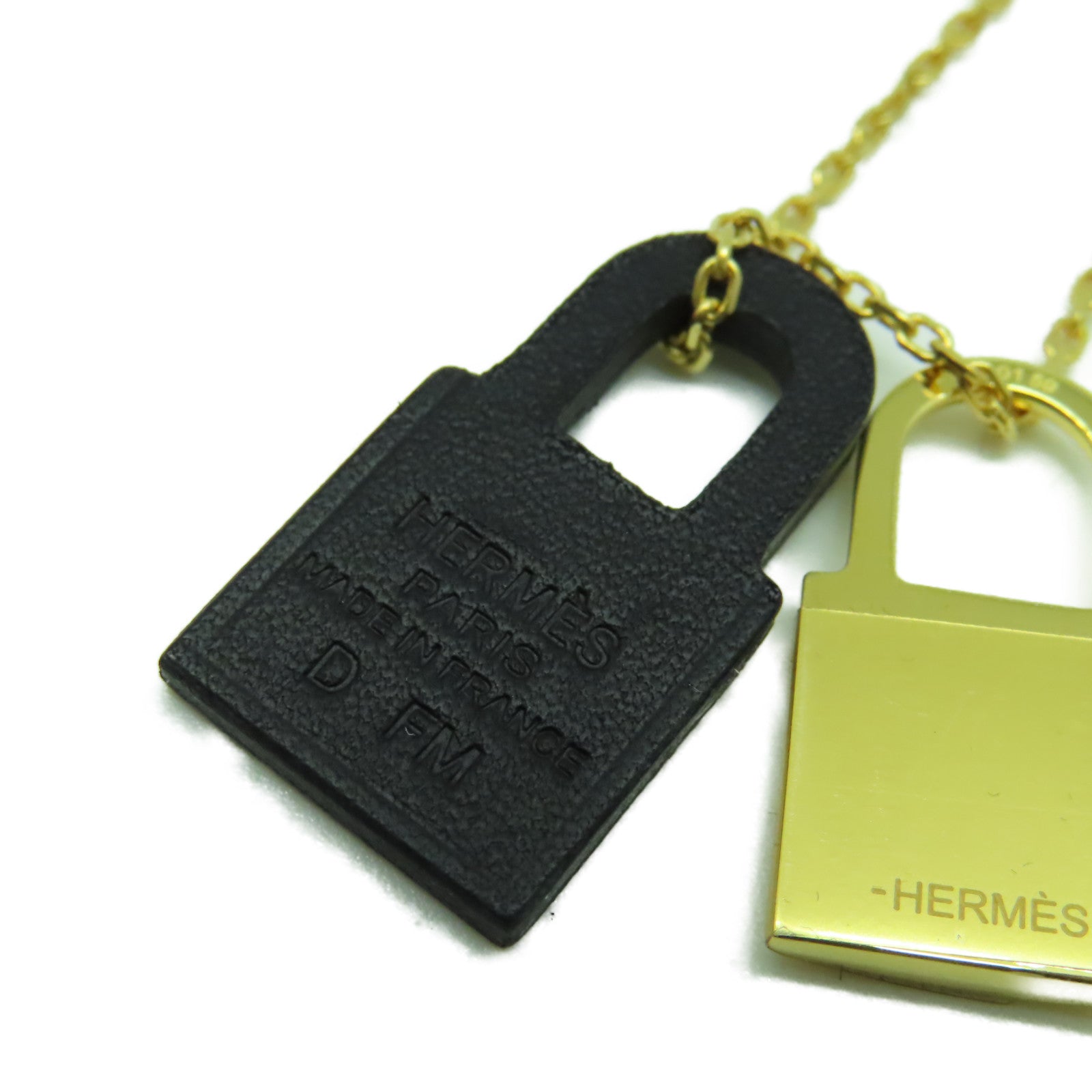 HERMES 金屬O'Kelly Necklace金扣項鍊金色/黑色