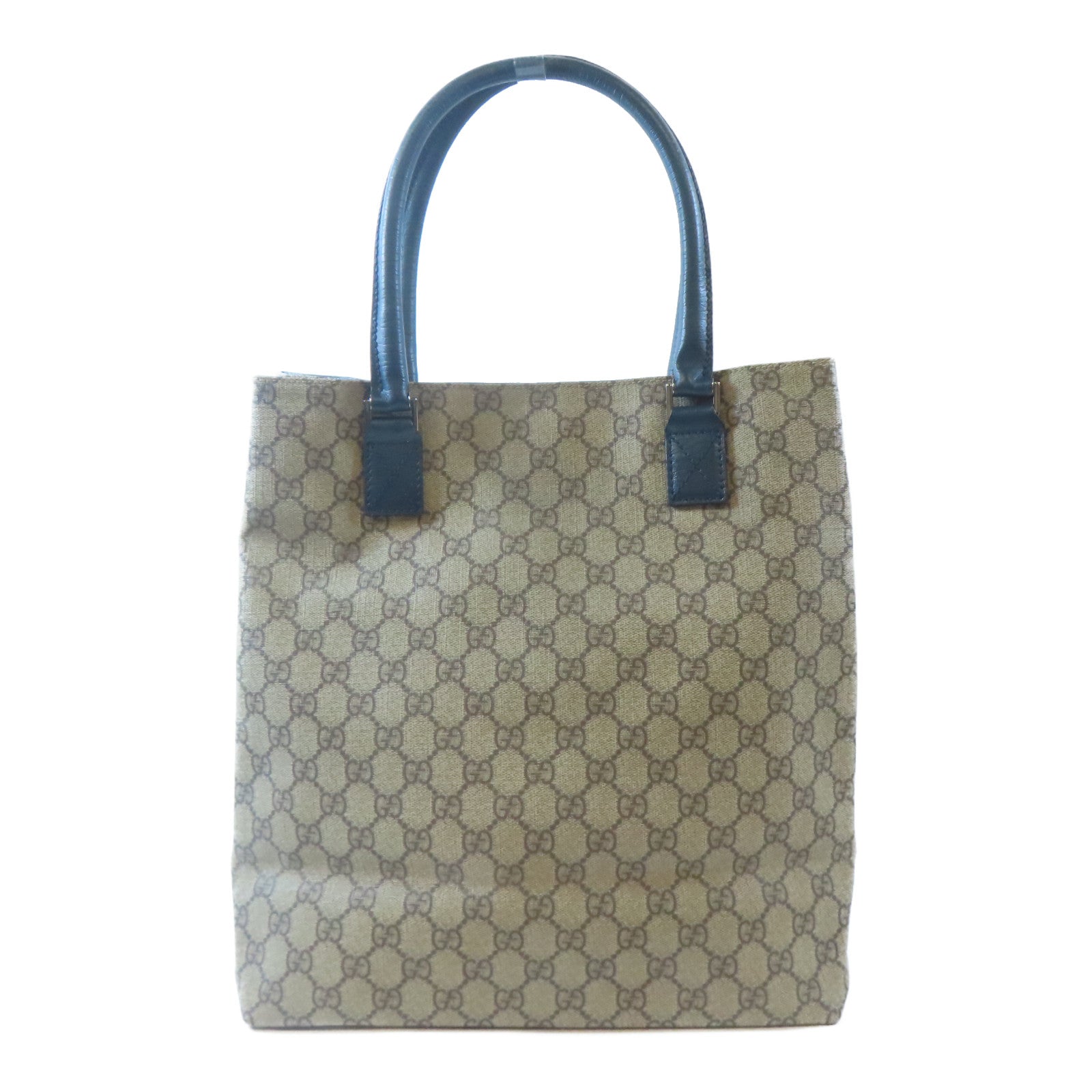 GUCCI 塗層帆布/皮革Tote Bag銀扣手挽袋啡色