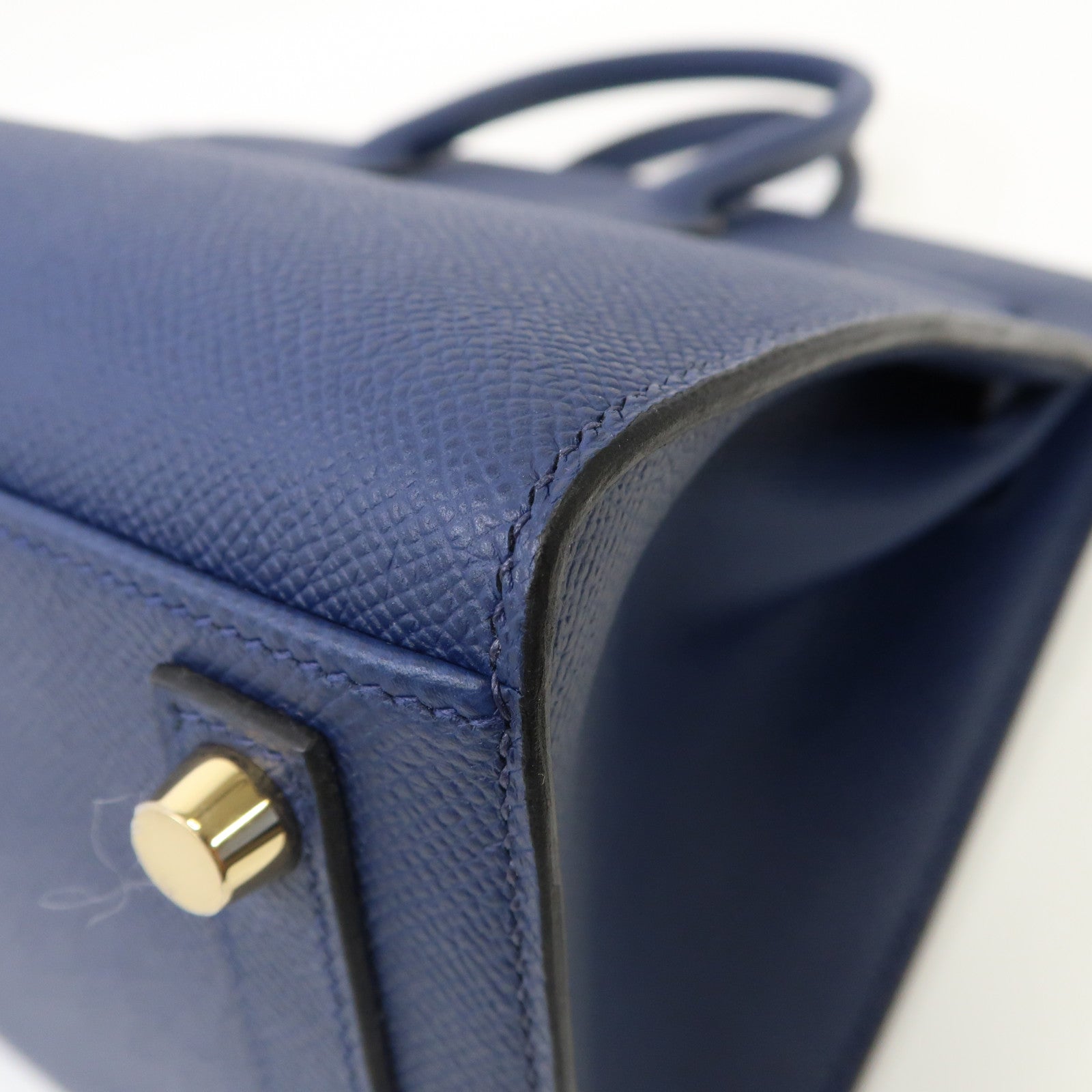 HERMES Epsom皮革Birkin Sellier 25金扣手挽袋Bleu Navy寶藍色