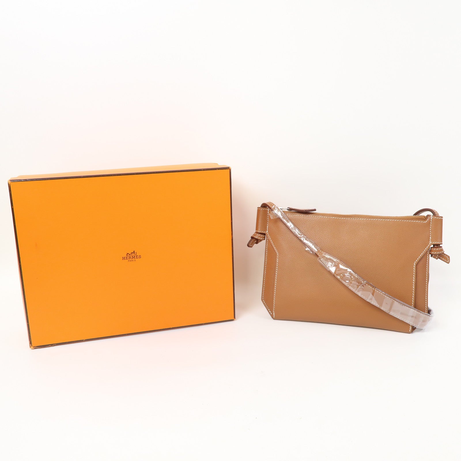 HERMES Evercolor皮革Ultrapla 24銀扣肩背袋啡色