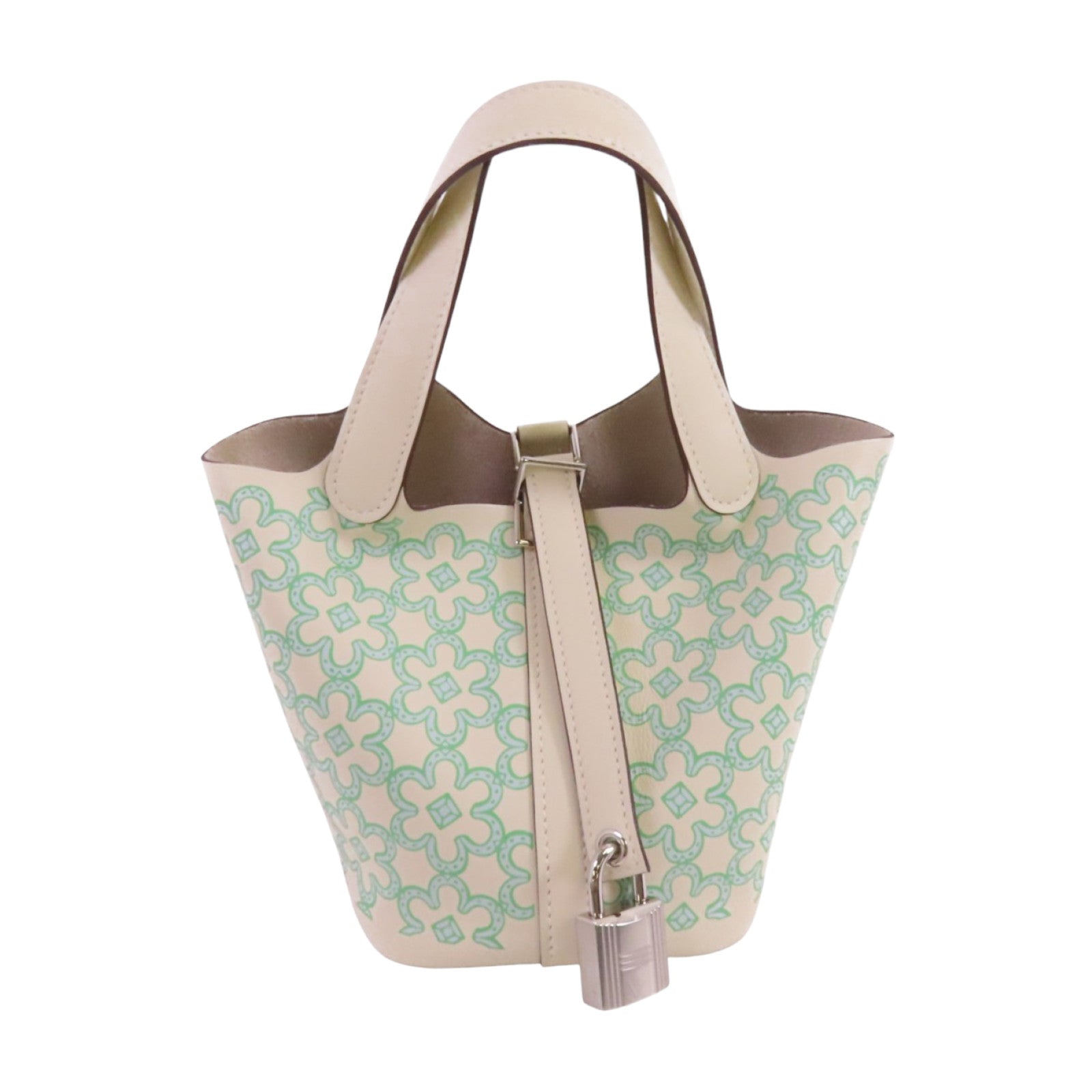 HERMES Swift皮革Picotin Lucky Daisy Micro銀扣手挽袋