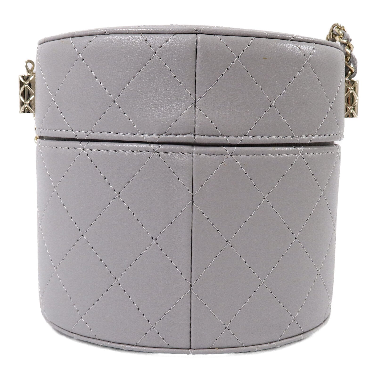 CHANEL 羊皮皮革Round Vanity Case鏈帶肩背袋