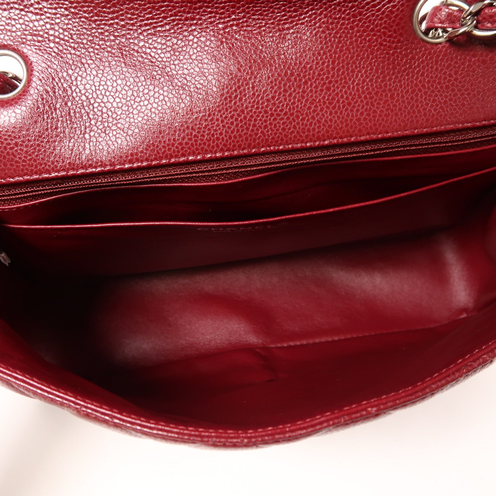 CHANEL 牛皮皮革Large Classic銀扣鏈帶肩背袋