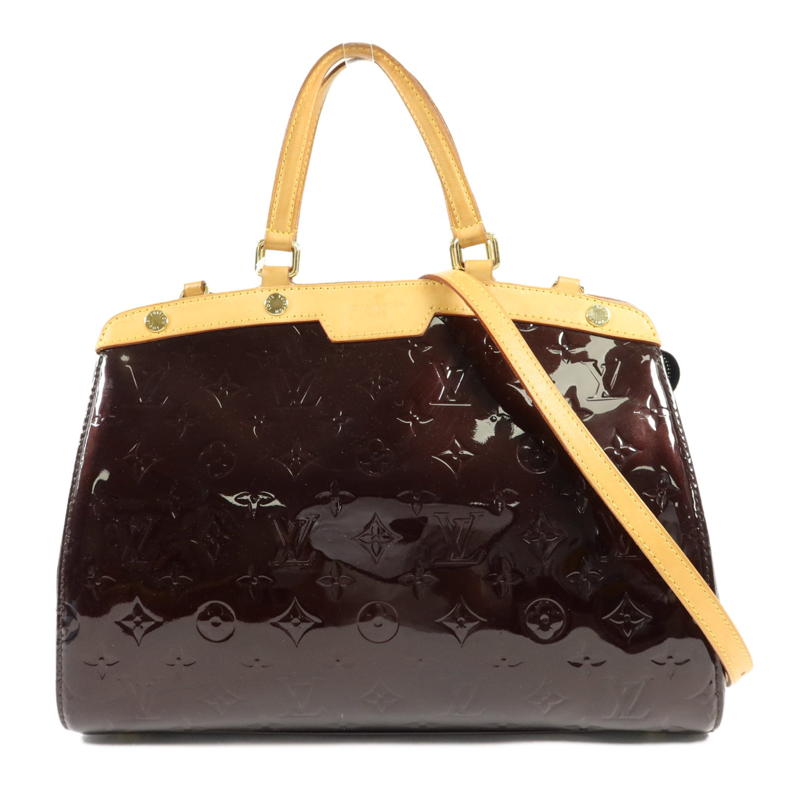 LOUIS VUITTON Vernis Brea MM金扣手挽肩背兩用袋Rouge Fauviste
