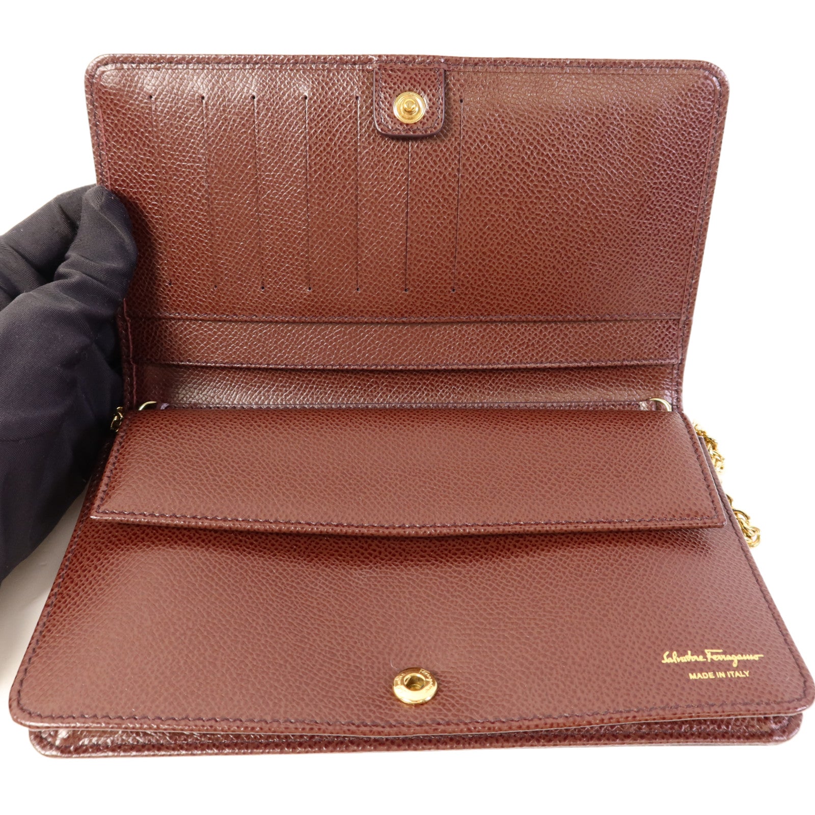 Salvatore Ferragamo 牛皮皮革Vara Wallet On Chain金扣鏈帶肩背袋