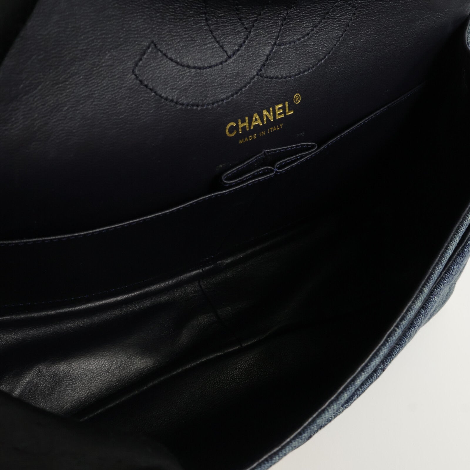 CHANEL 牛仔布2.55鏈帶肩背袋