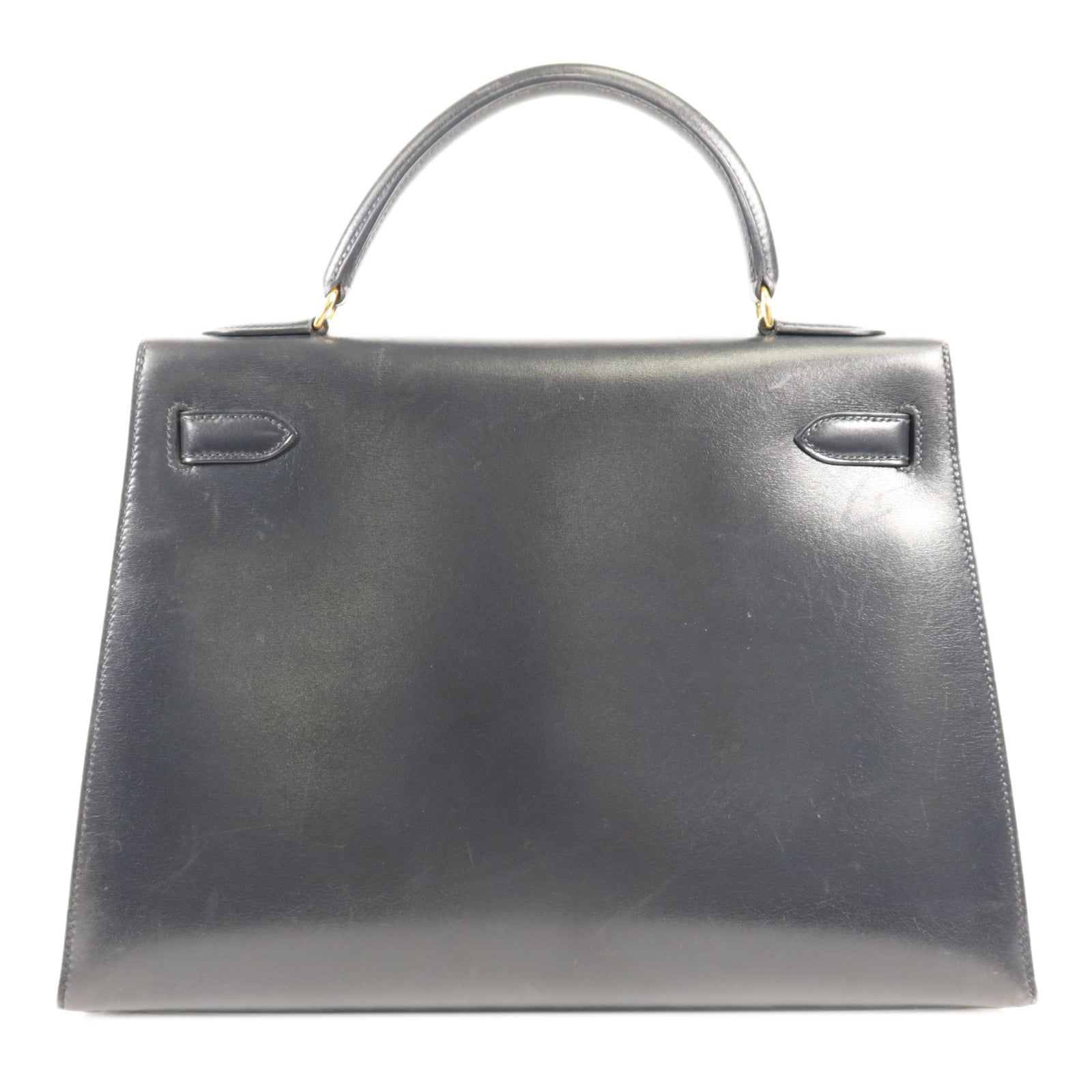 HERMES Box Calf皮革Kelly 32金扣手挽袋Noir