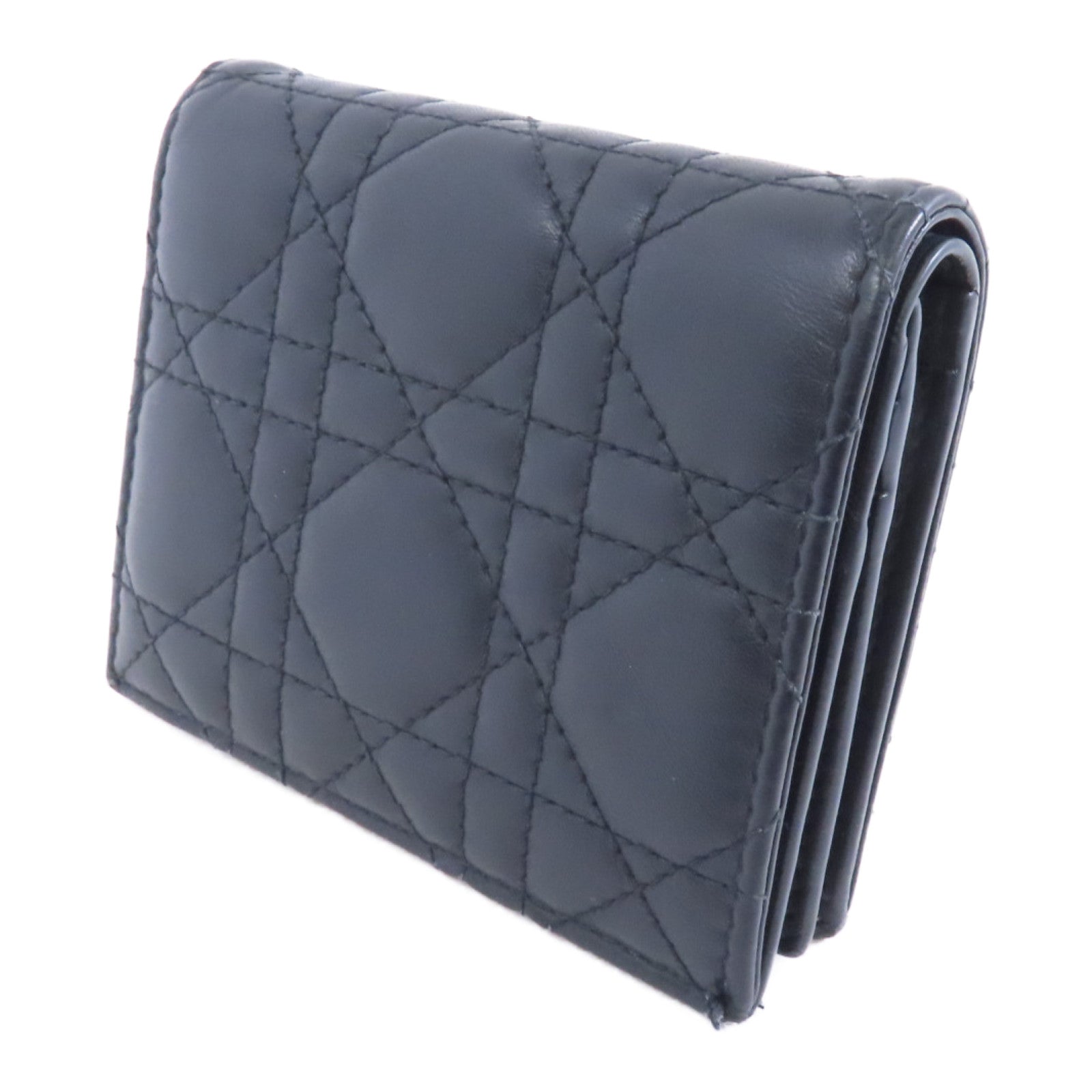 Dior 皮革Wallet銀扣錢包黑色