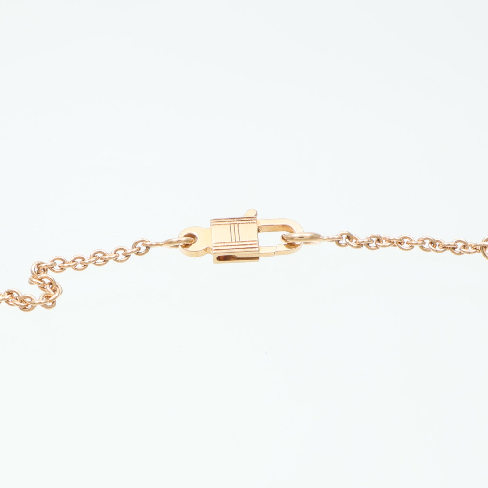 HERMES 18K玫瑰金Amulettes H Kelly粉紅藍寶石項鍊