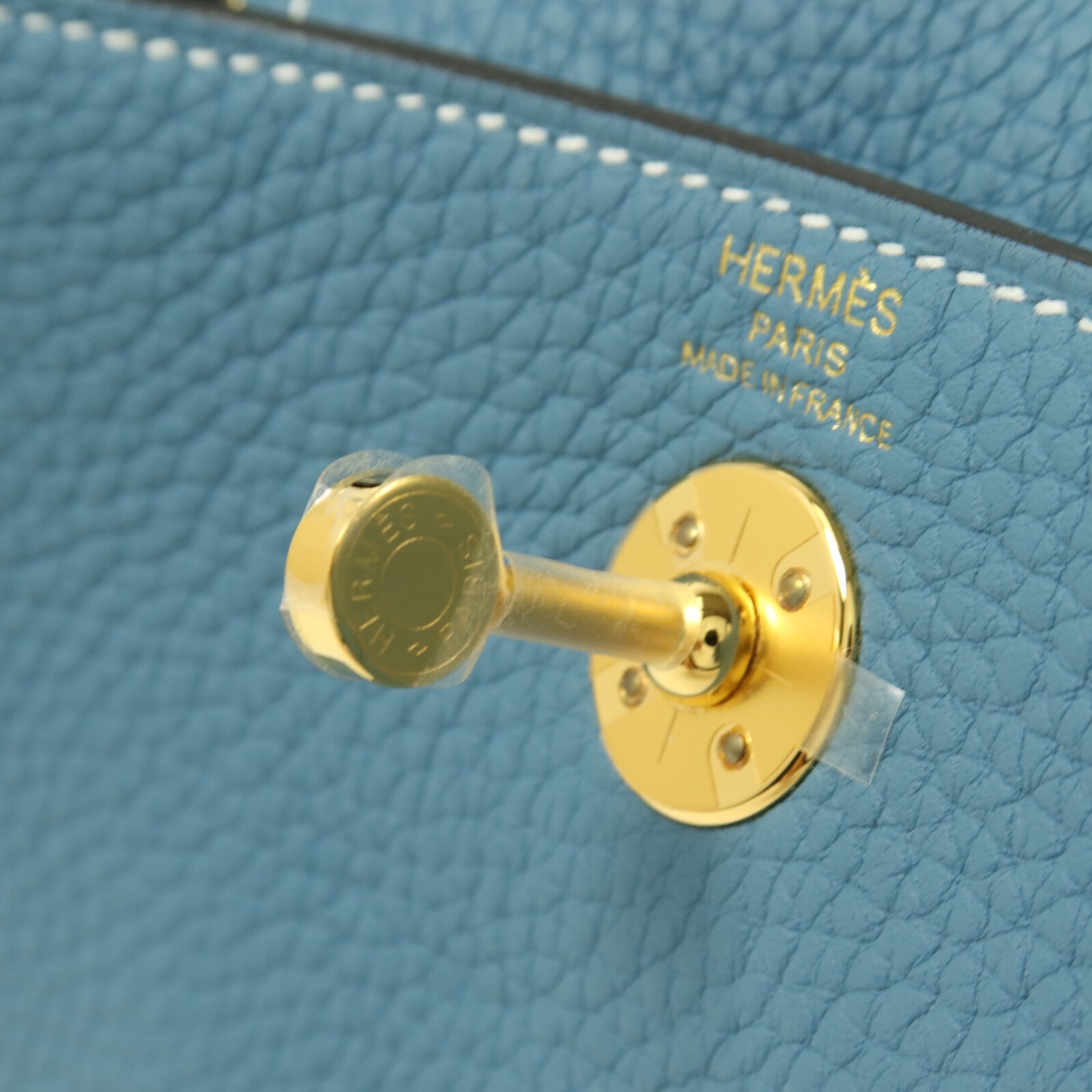 HERMES 【激減優惠】Clemence皮革Mini Lindy金扣手挽肩背兩用袋Blue Jean