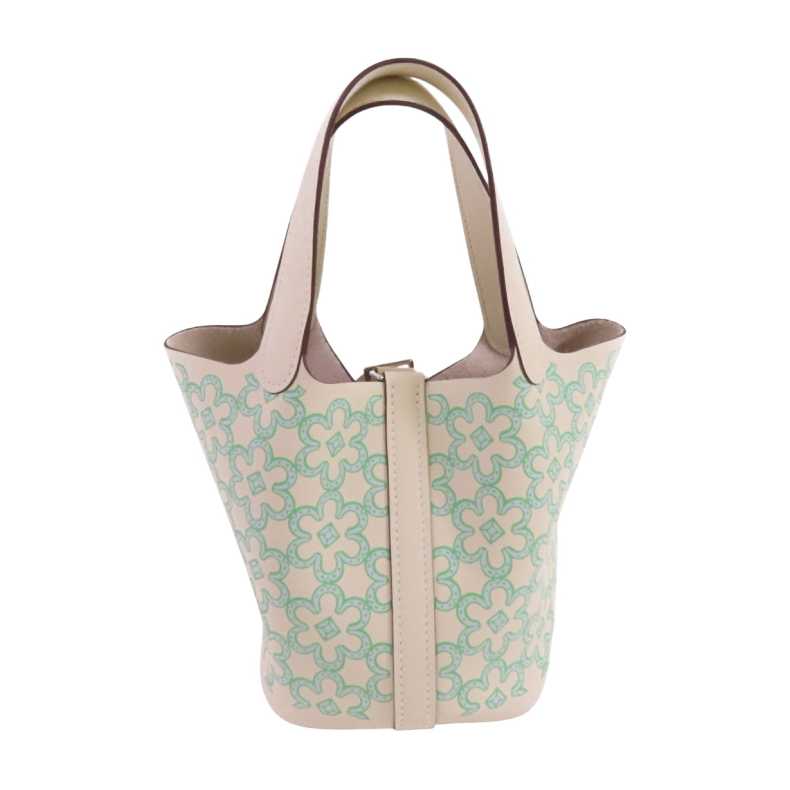 HERMES Swift皮革Picotin Lucky Daisy Micro銀扣手挽袋