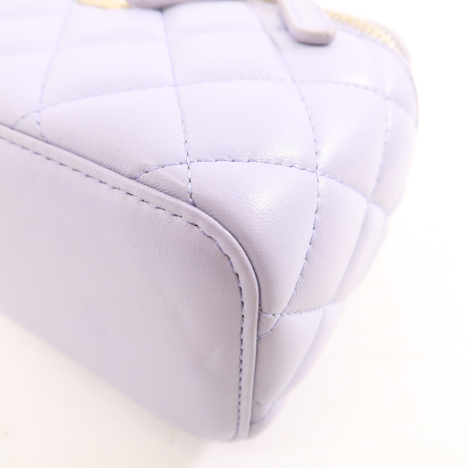 CHANEL 菱格羊皮皮革Vanitiy Case金扣手挽肩背兩用袋紫色