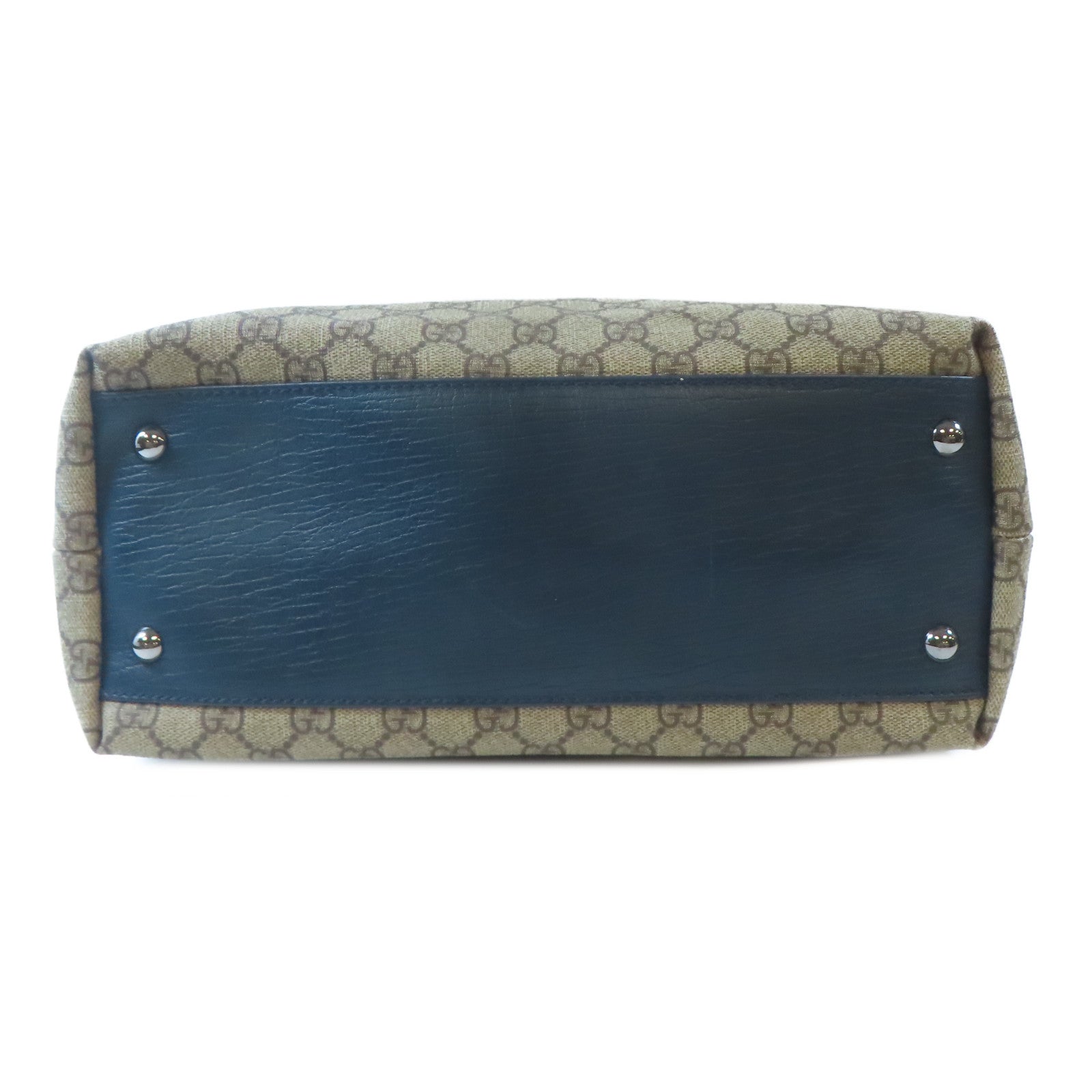 GUCCI 塗層帆布/皮革Tote Bag銀扣手挽袋啡色