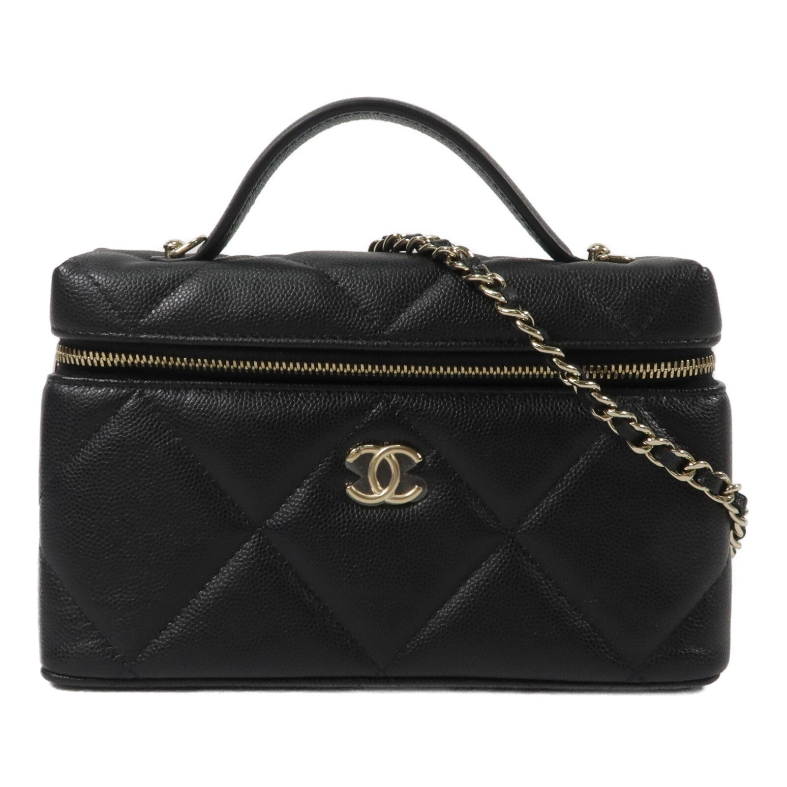 CHANEL 牛皮皮革Vanity Case鏈帶手挽肩背兩用袋