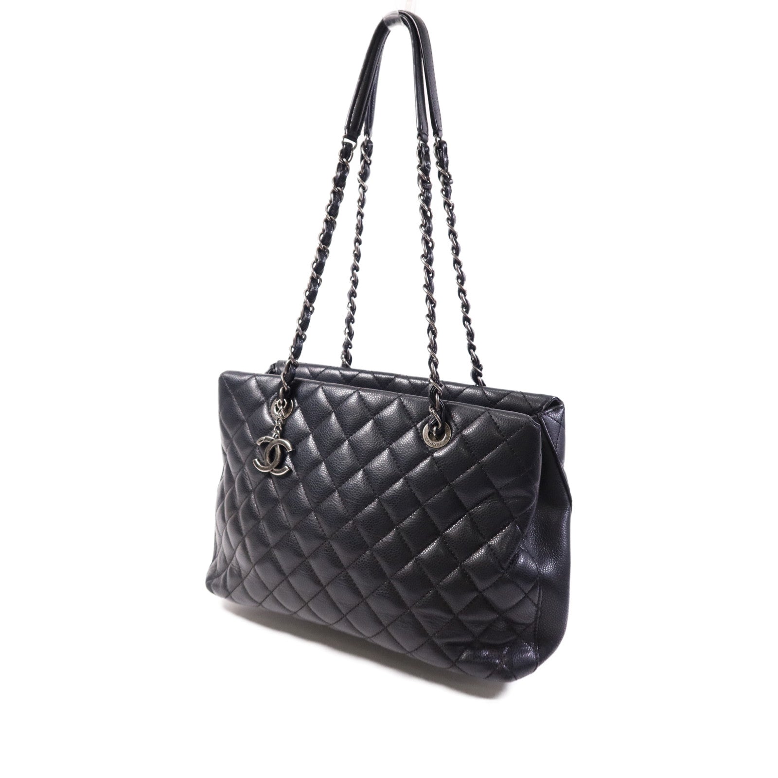 CHANEL 牛皮皮革Tote Bag銀扣鏈帶手挽袋