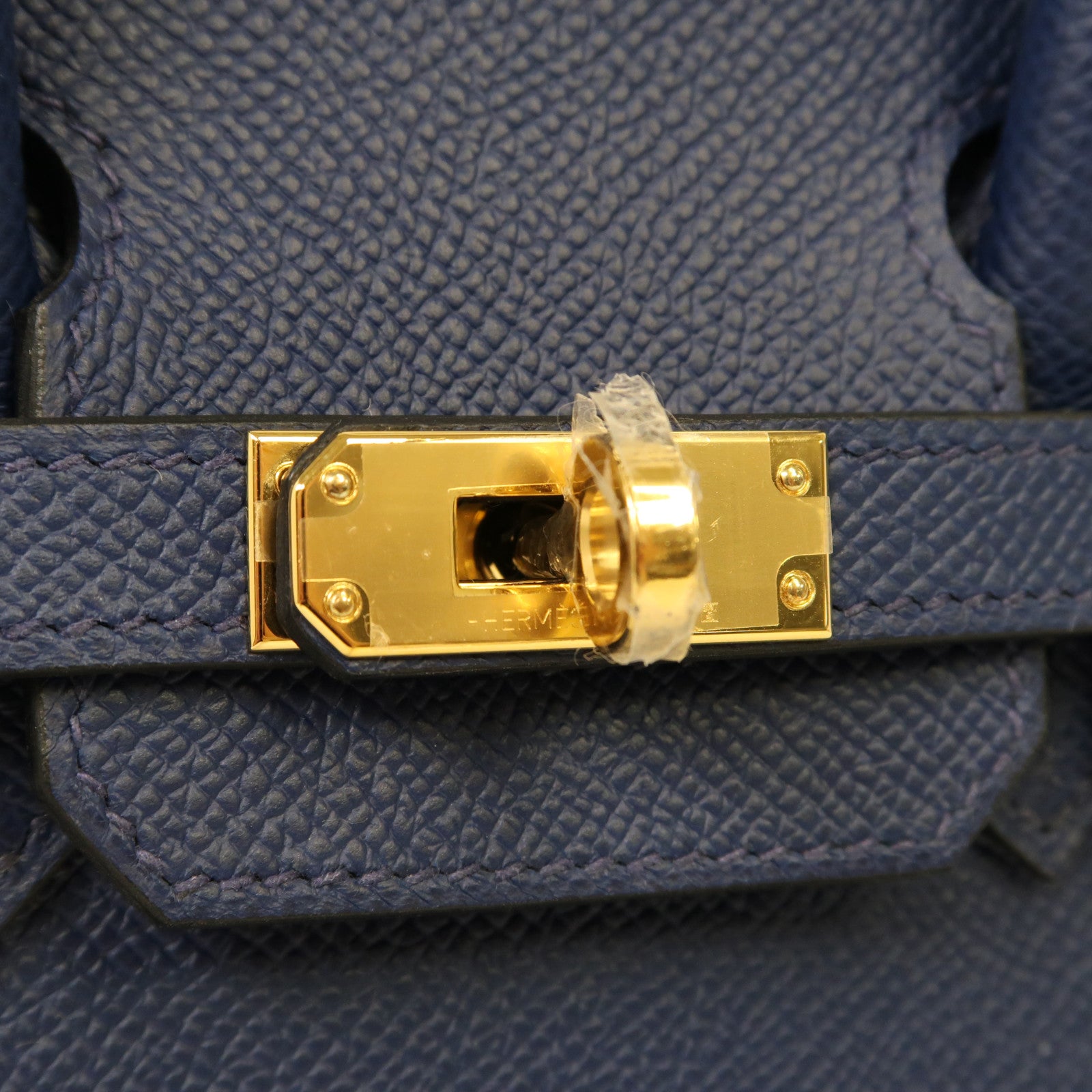HERMES Epsom皮革Birkin Sellier 25金扣手挽袋Bleu Navy寶藍色