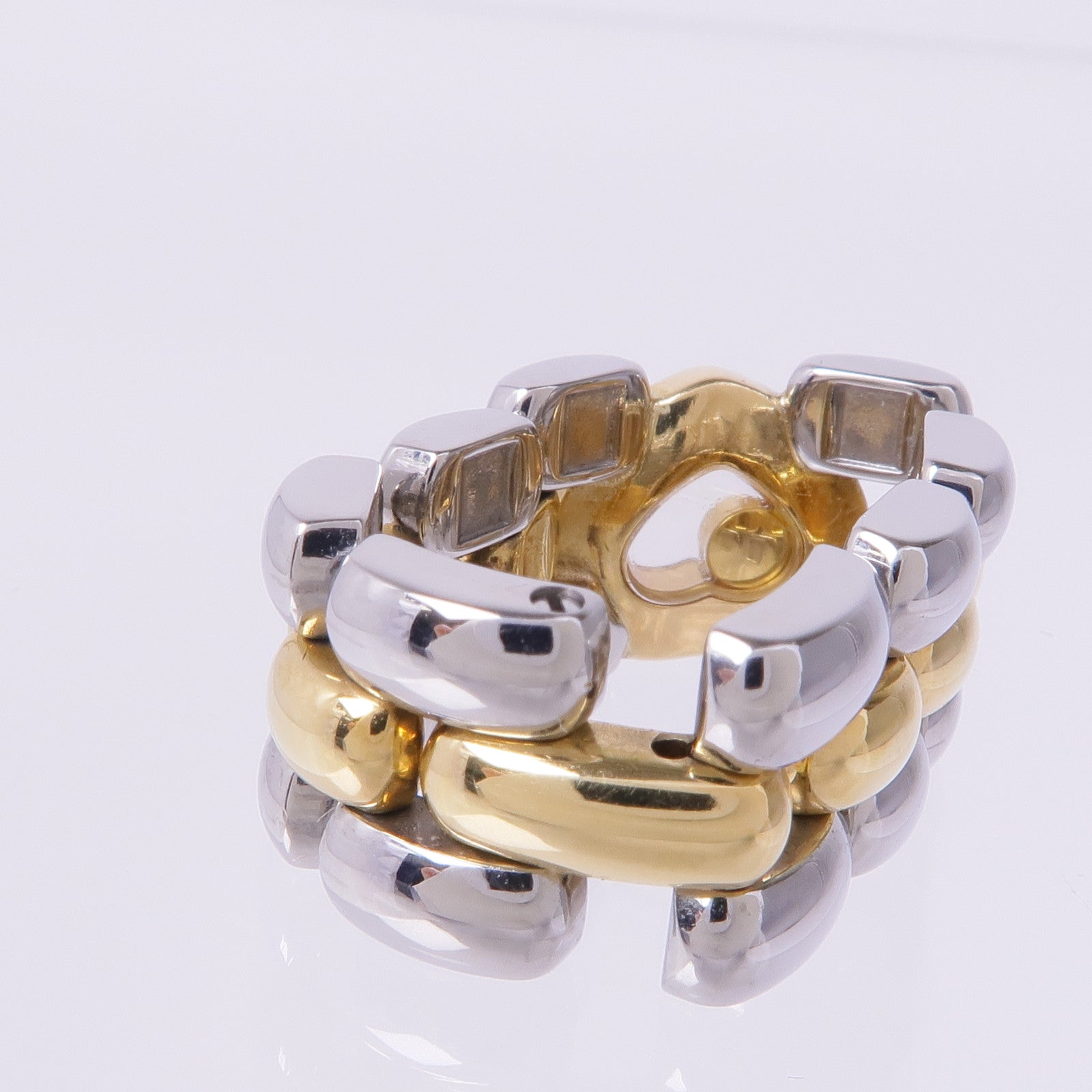 Chopard 18K黃金/不鏽鋼Happy Diamond鑽石戒指US#5.25