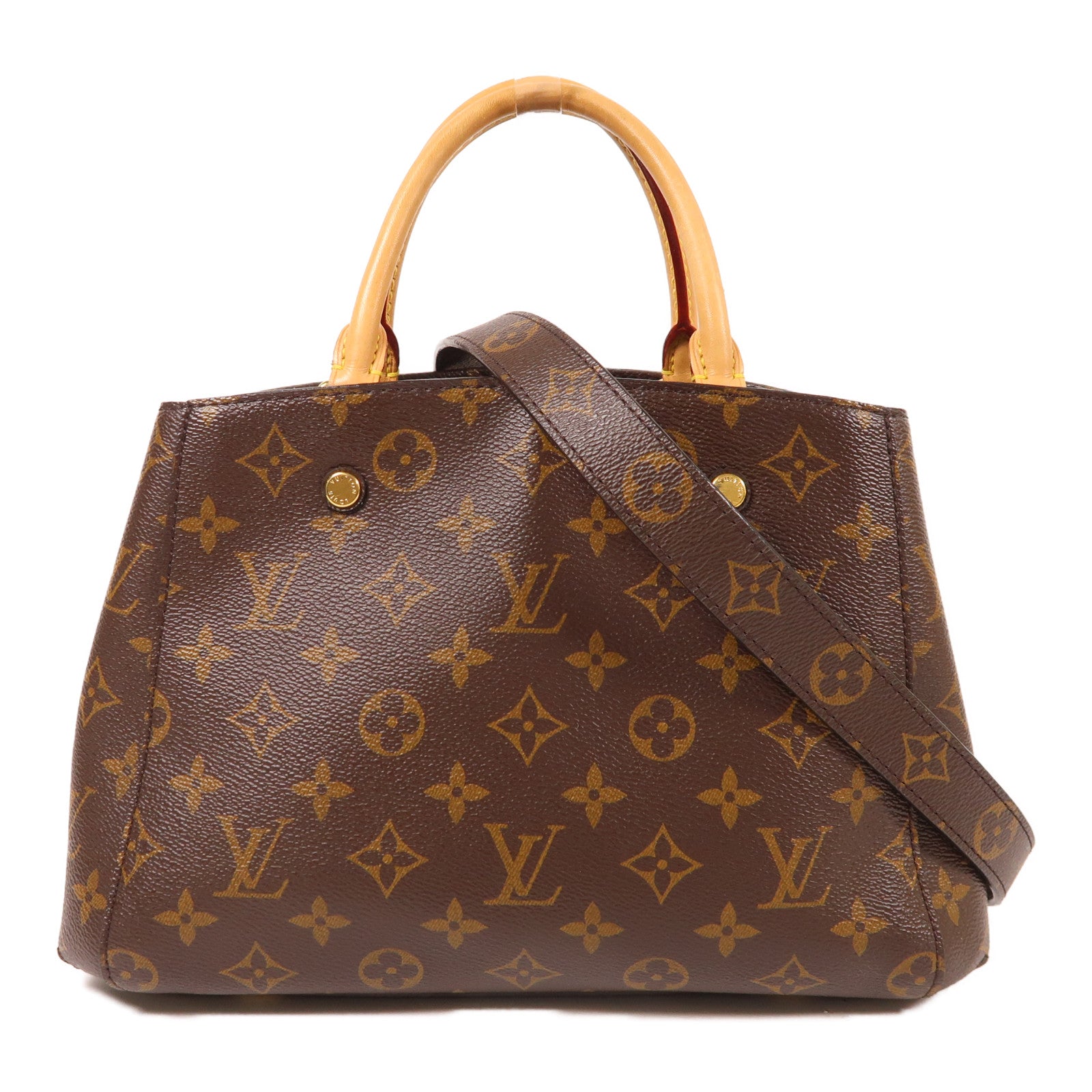 LOUIS VUITTON Monogram Montaigne BB金扣手挽肩背兩用袋棕色