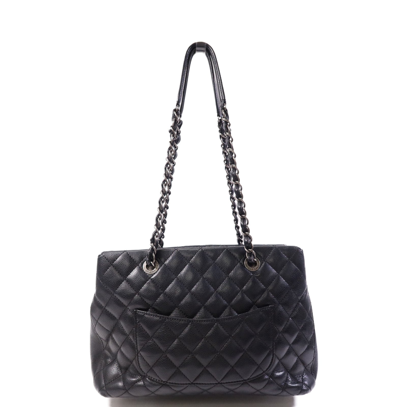 CHANEL 牛皮皮革Tote Bag銀扣鏈帶手挽袋