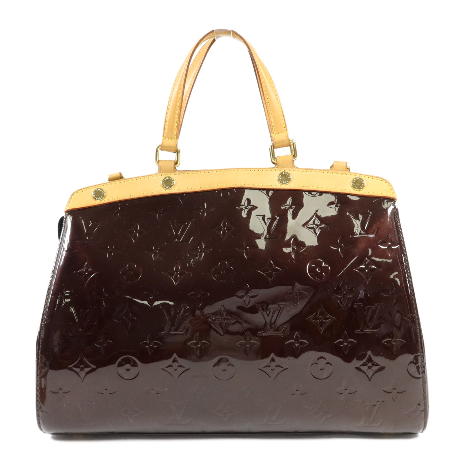 LOUIS VUITTON Vernis Brea MM金扣手挽肩背兩用袋Rouge Fauviste