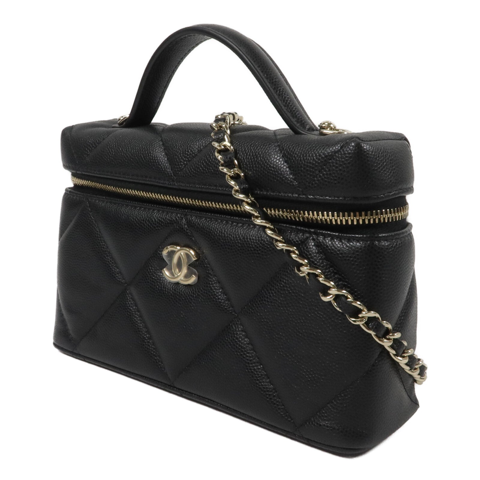 CHANEL 牛皮皮革Vanity Case鏈帶手挽肩背兩用袋