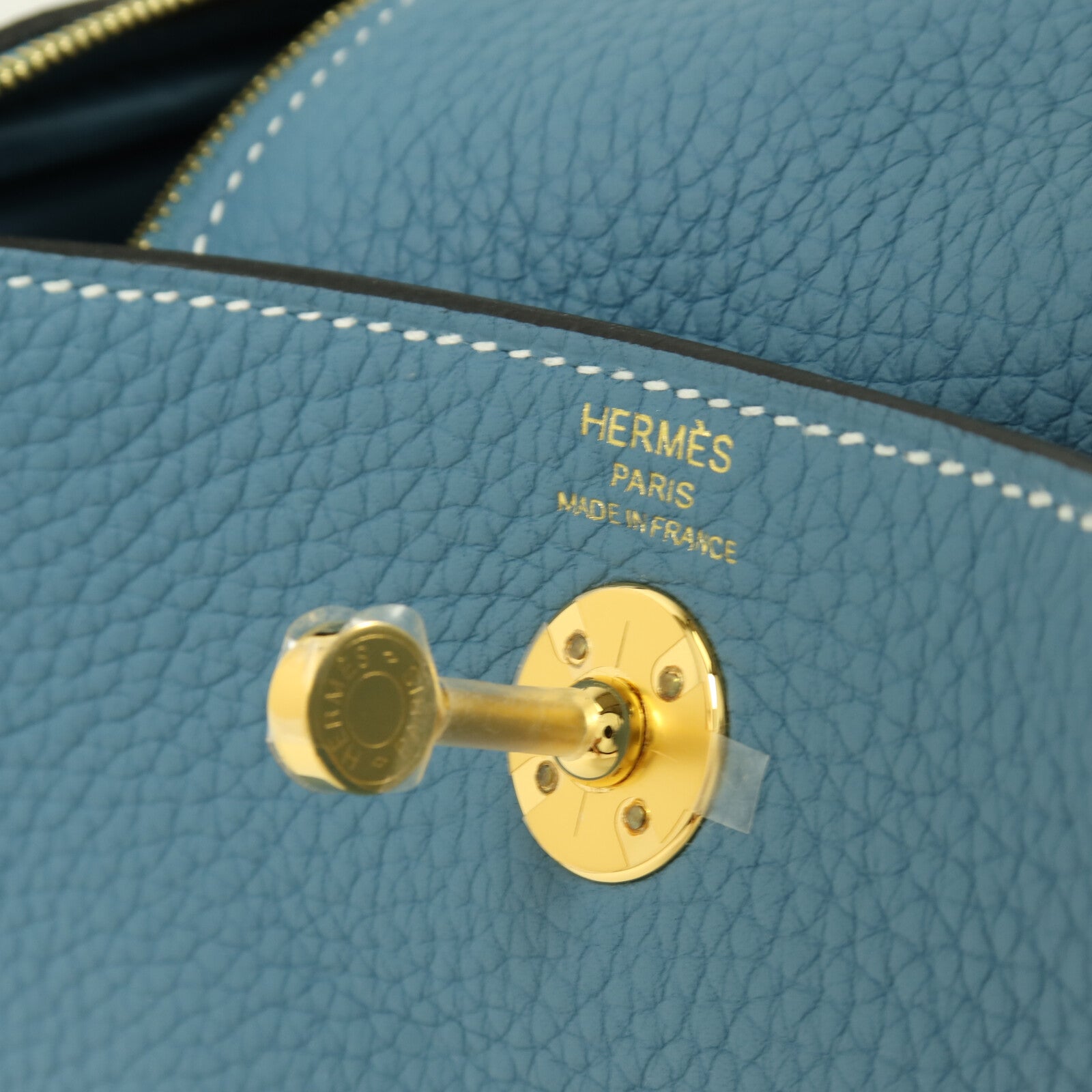 HERMES 【激減優惠】Clemence皮革Mini Lindy金扣手挽肩背兩用袋Blue Jean