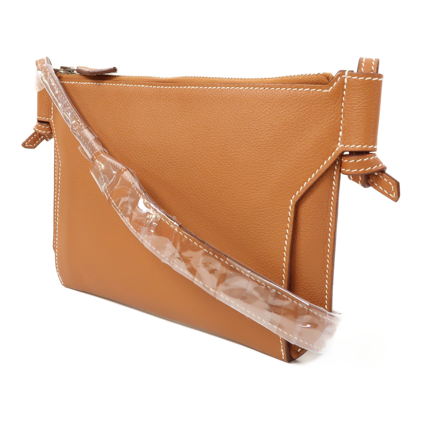 HERMES Evercolor皮革Ultrapla 24銀扣肩背袋啡色