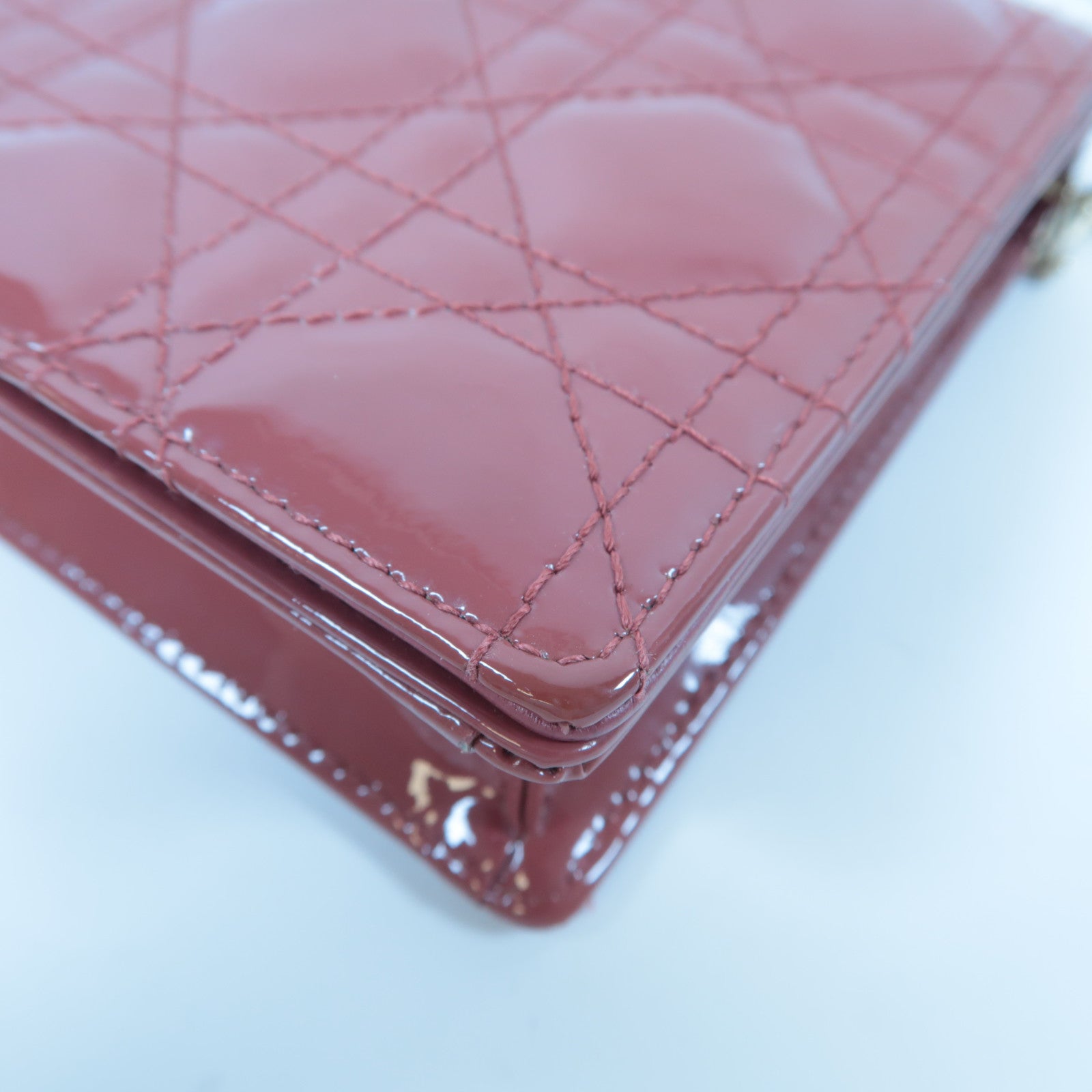 Dior 【激減優惠】漆皮皮革Lady Dior Pouch Chain Shoulder Bag金扣鏈帶肩背袋粉紅色