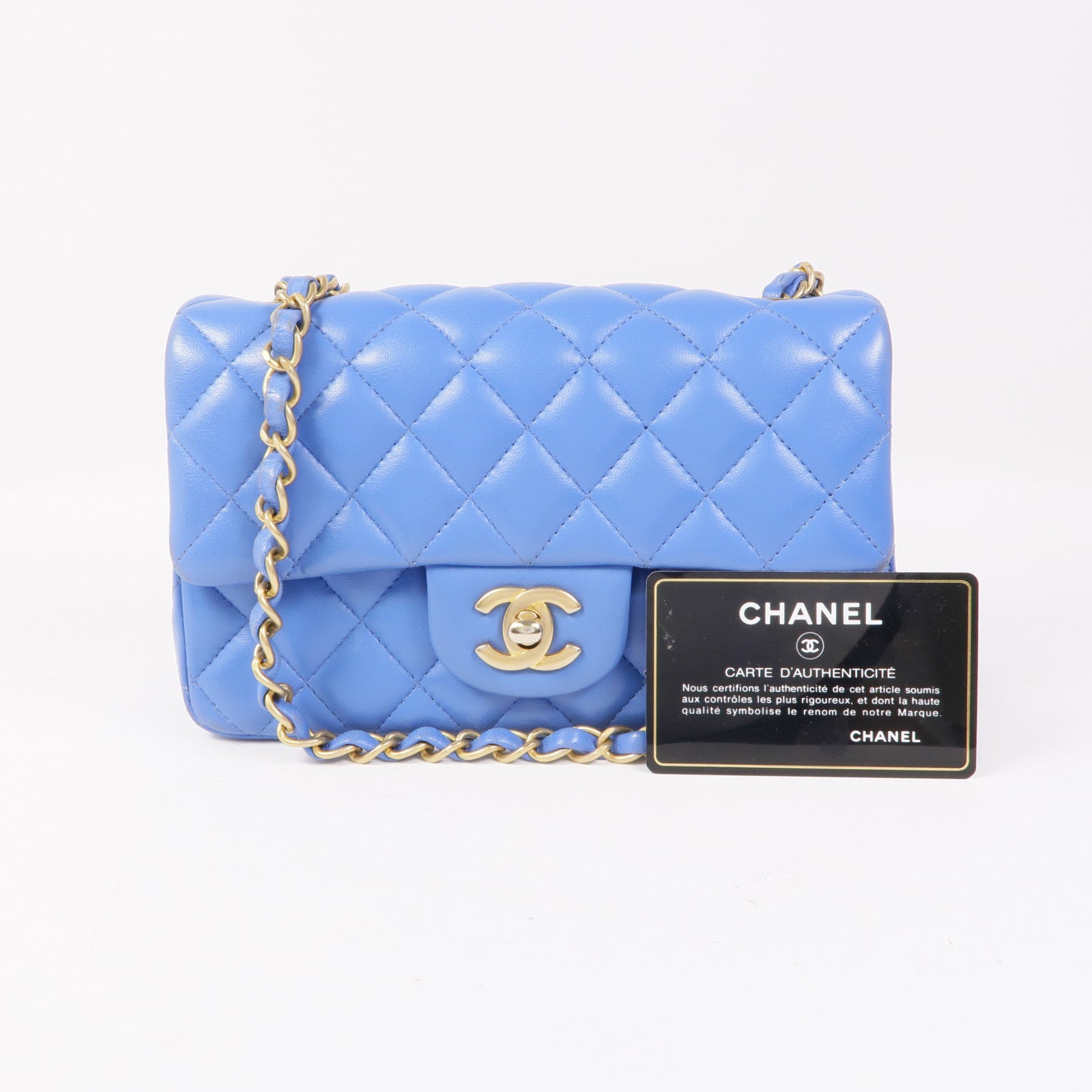 CHANEL 羊皮皮革Mini Classic 20金扣鏈帶肩背袋