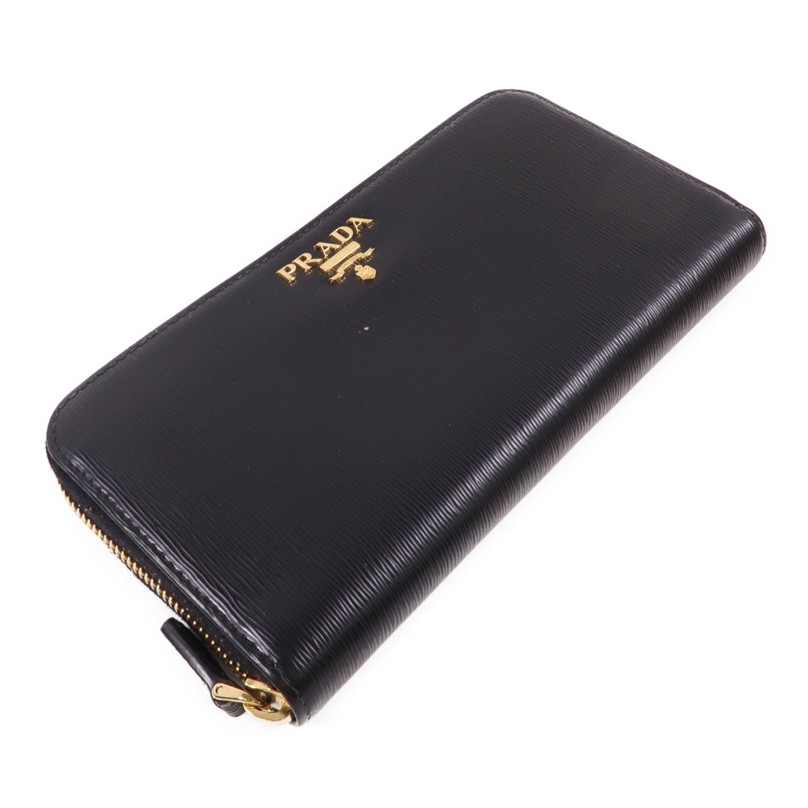 PRADA 牛皮皮革Long Wallet金扣長錢包黑色